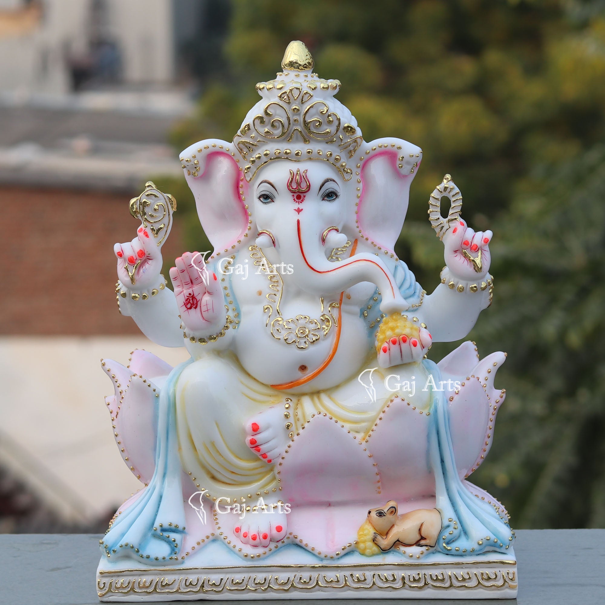 White Marble Ethiopia Ganesh Idol | 15 Inch