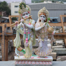 White Marble Ethiopia Radha Krishna Jodi Idol | 27 Inch