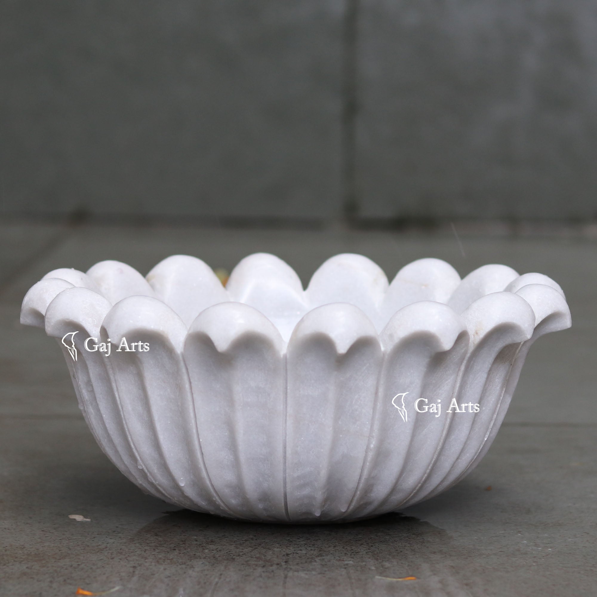 White Marble Flower Bowl | 12 Inch