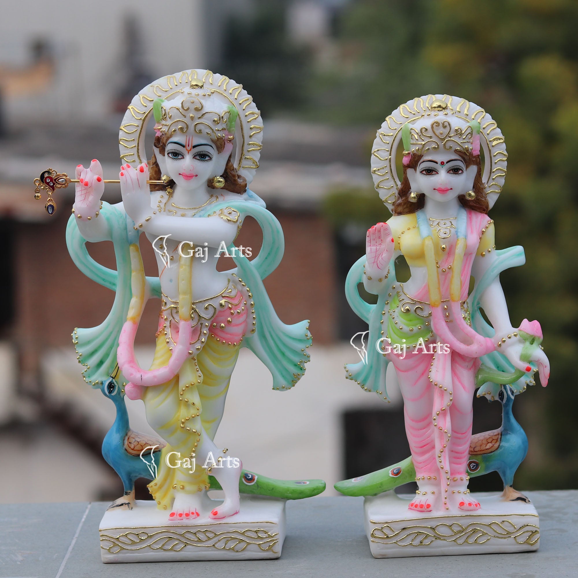 White Marble Radha Krishna Idol | 12 Inch