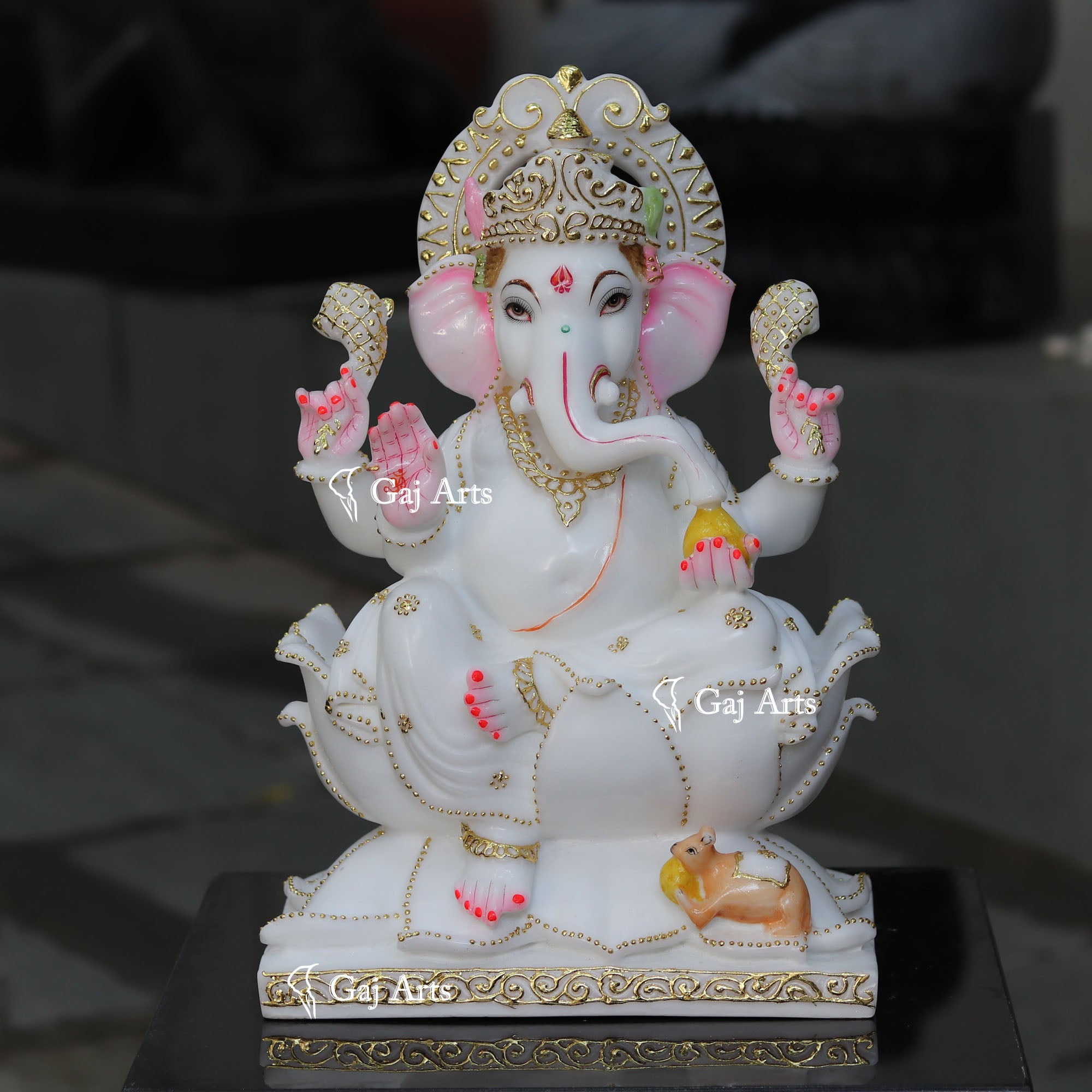 White Marble Ethiopia Ganesh Idol | 18 Inch