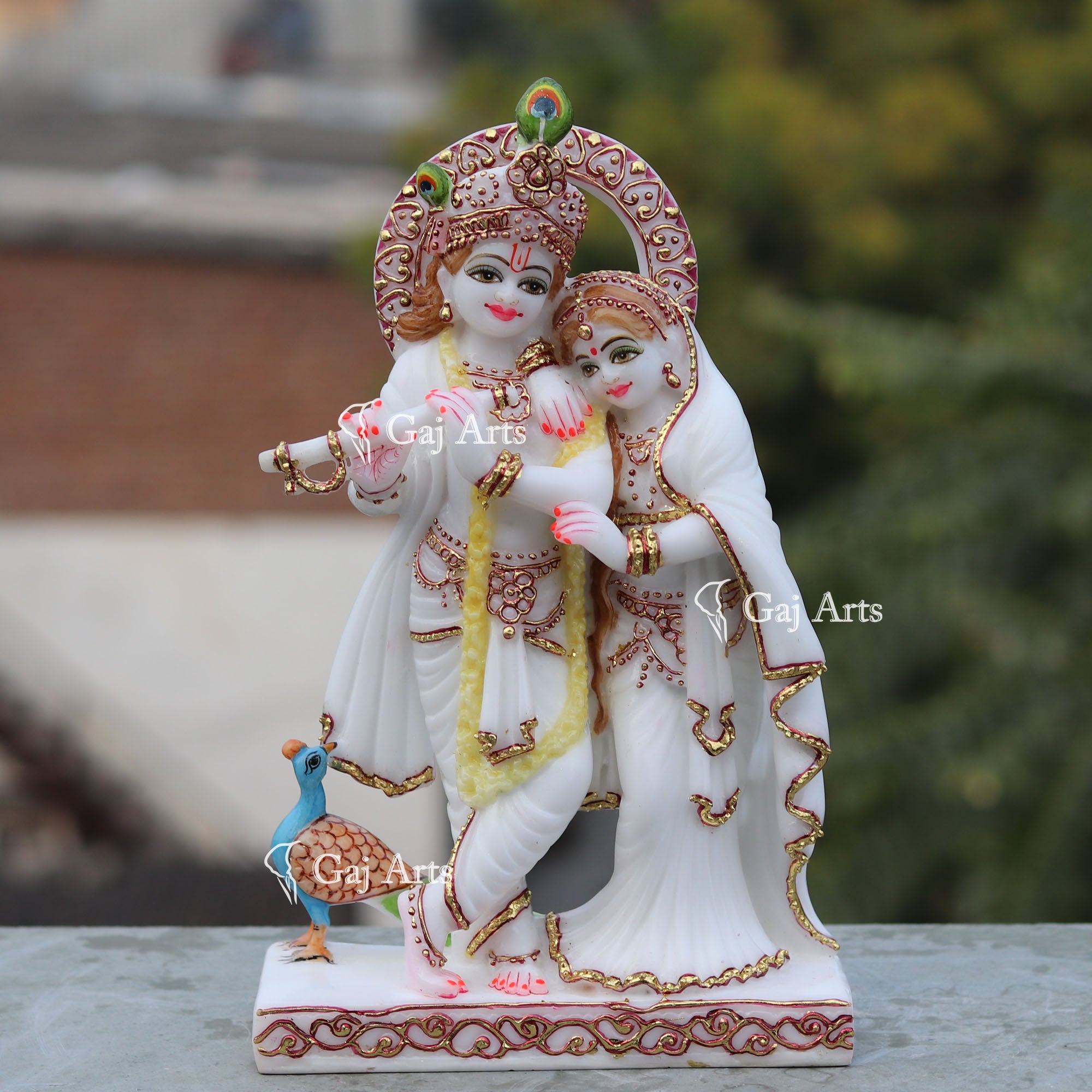 White Marble Radha Krishna Jodi | 12 Inch