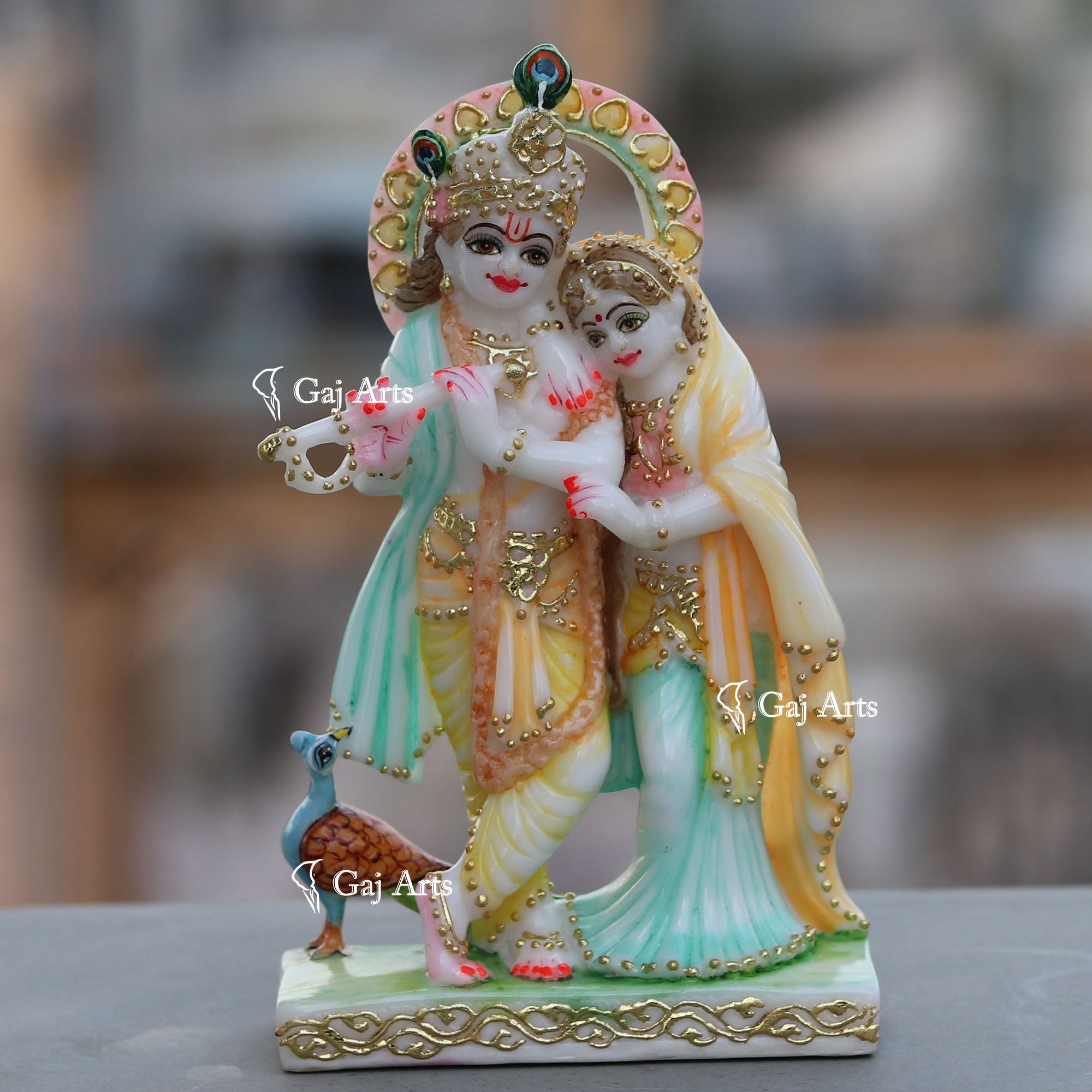 White Marble Radha Krishna Murti | 7 Inch