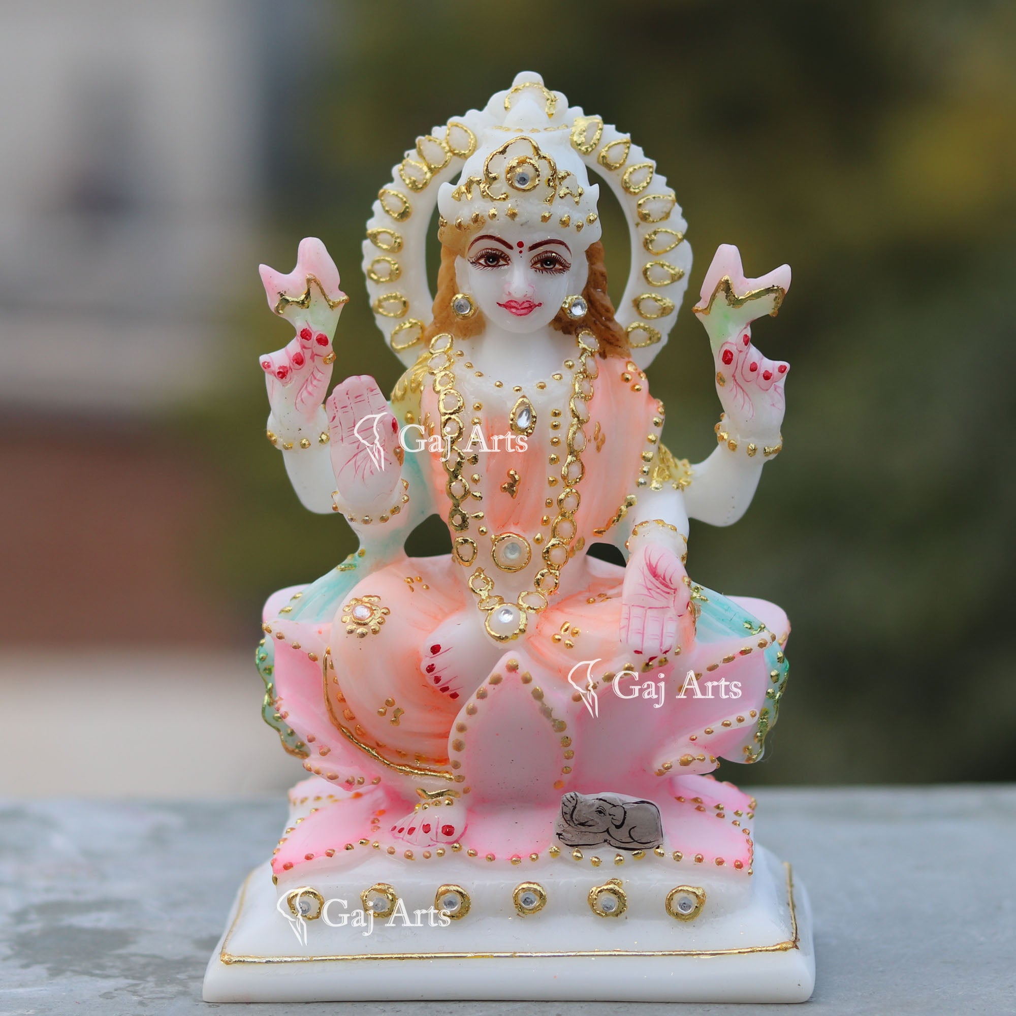 White Marble Lakshmi Mata Idol | 6 Inch