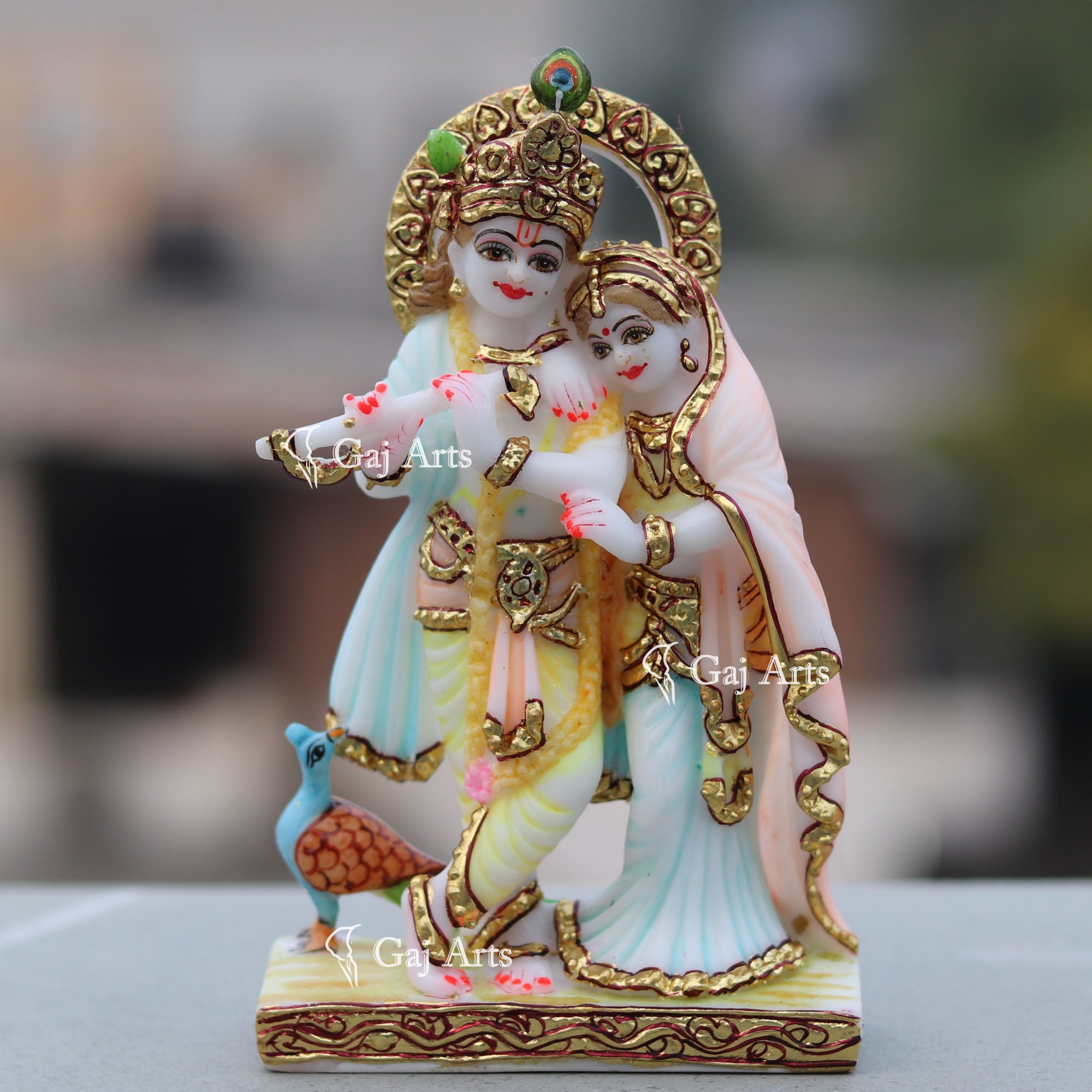 White Marble Radha Krishna Jodi | 7 Inch
