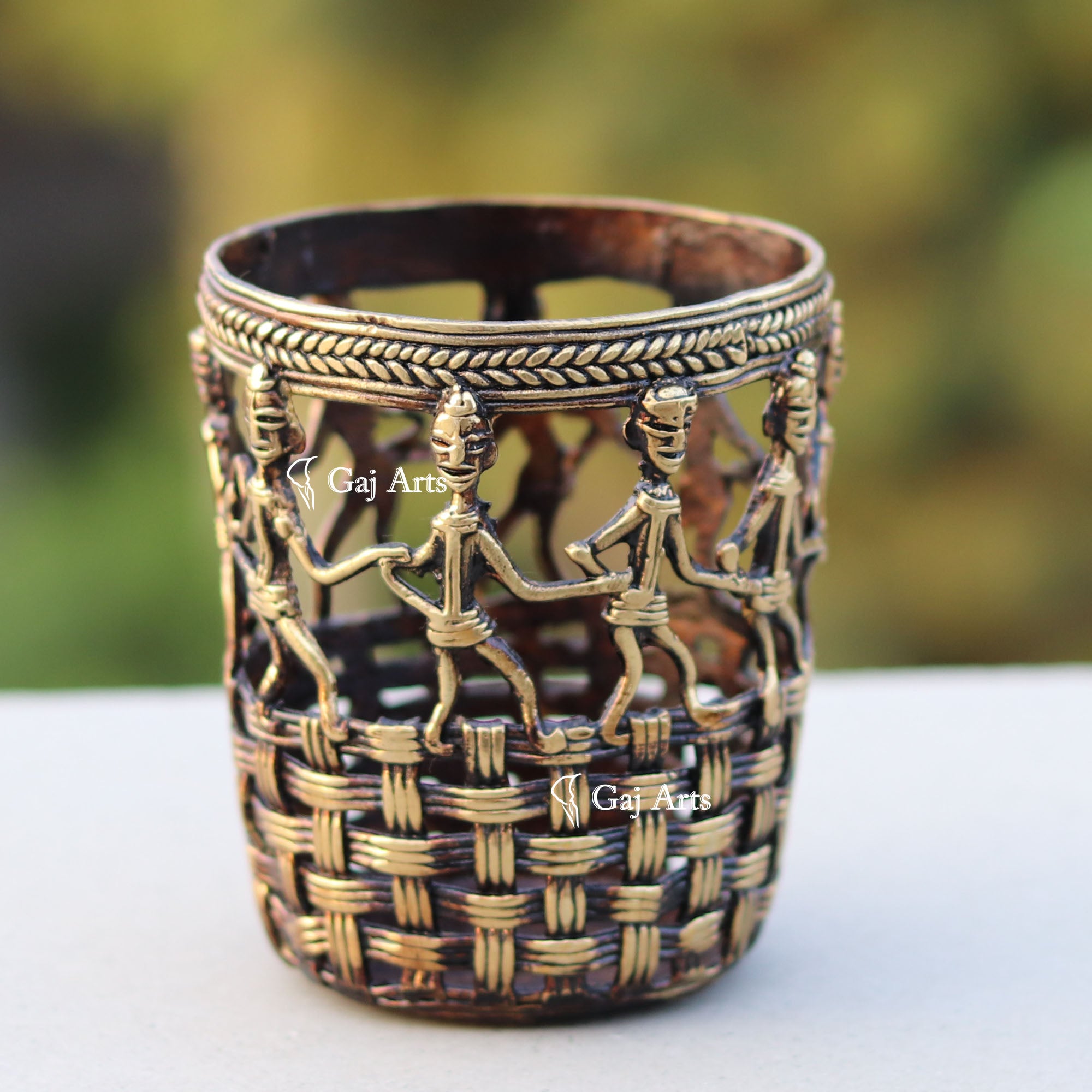 Handcrafted Bastar Dhokra Art Pen Stand | 4 Inch