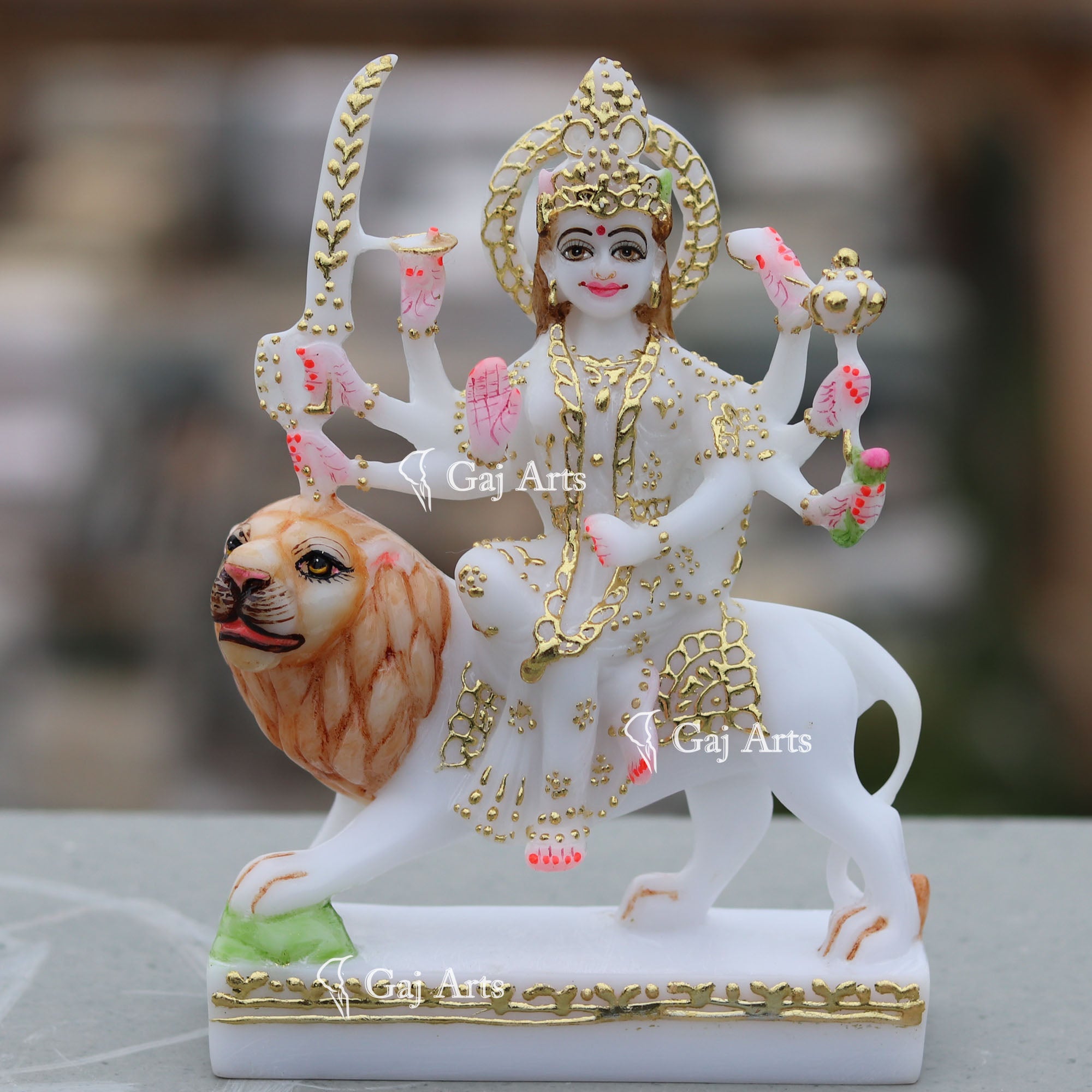 Marble Durga Mata Idol | 7 Inch