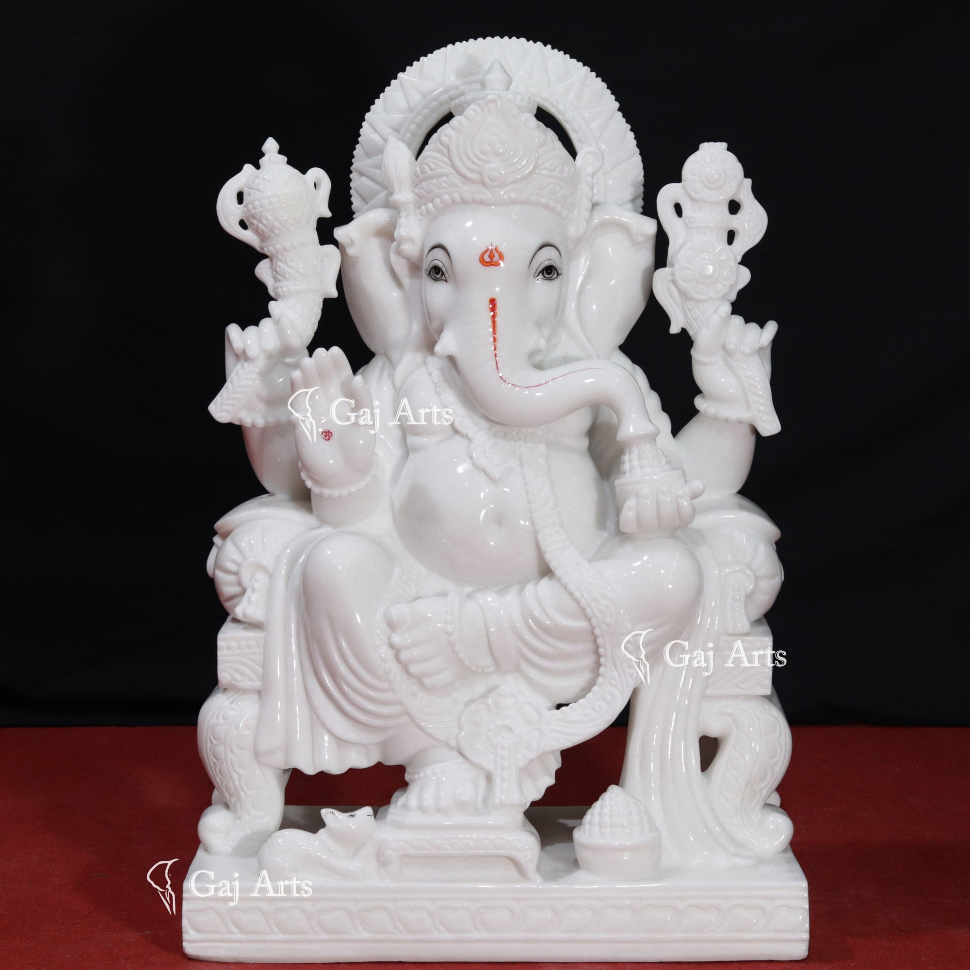Super White Vietnam Marble Ganesh Murti | 30 Inch