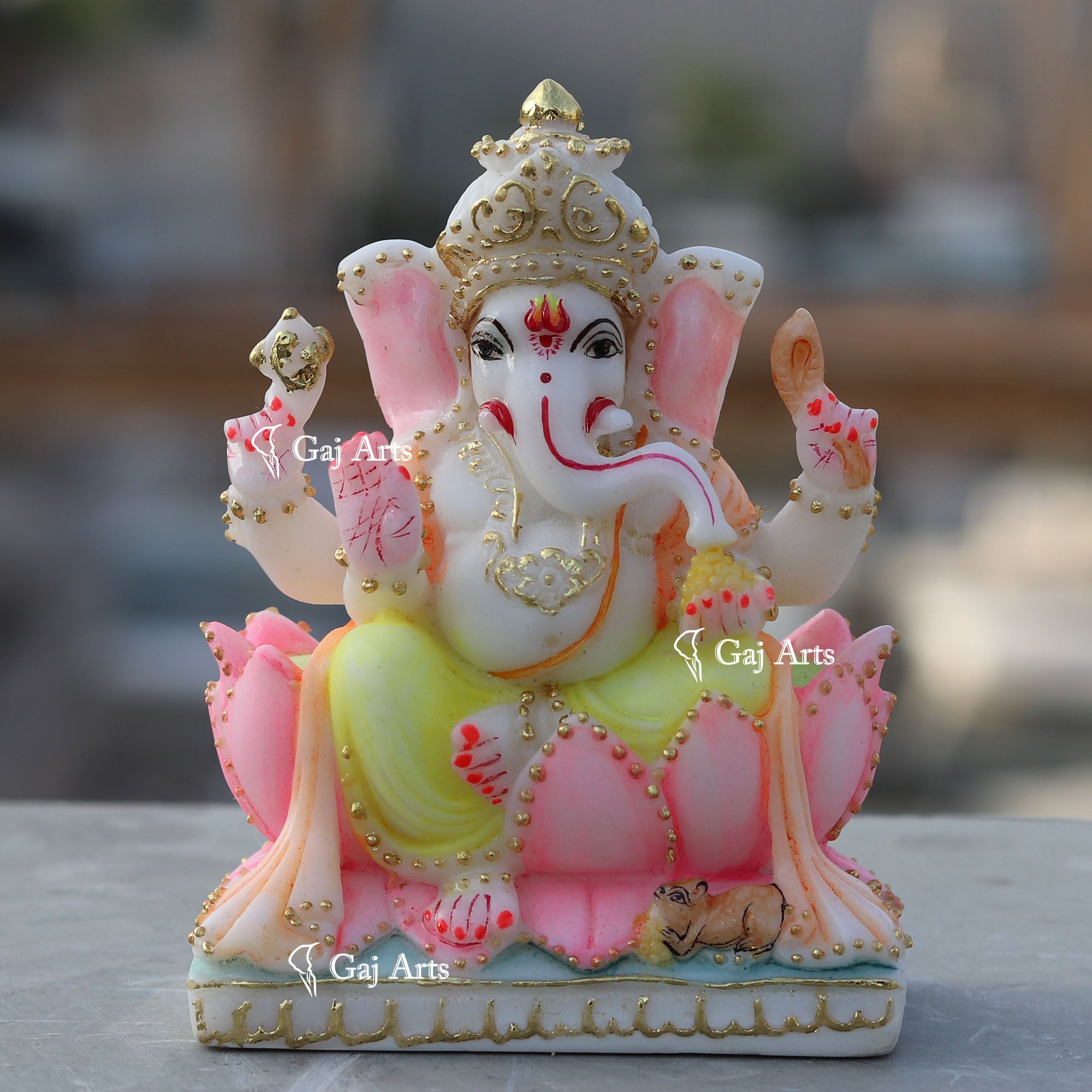 White Marble  Ethiopia Ganesh Murti | 5 Inch