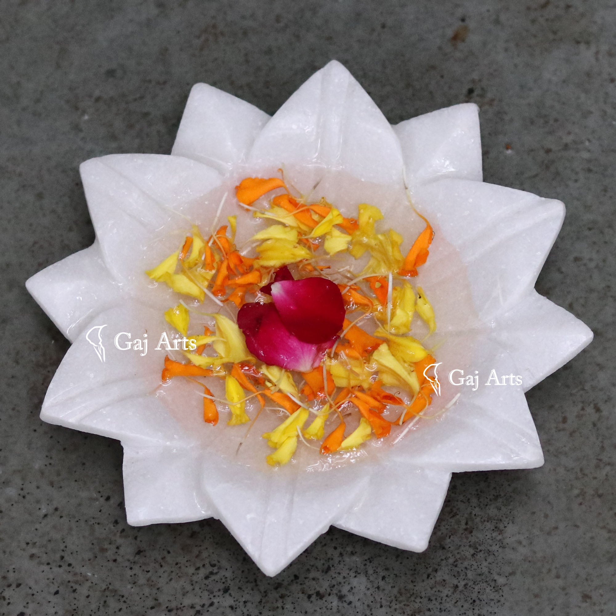 Handcrafted White Marble Flower Bowl | 6 Inch