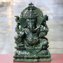 Natural Green Quartz Ganesh Statue | 18 Inch