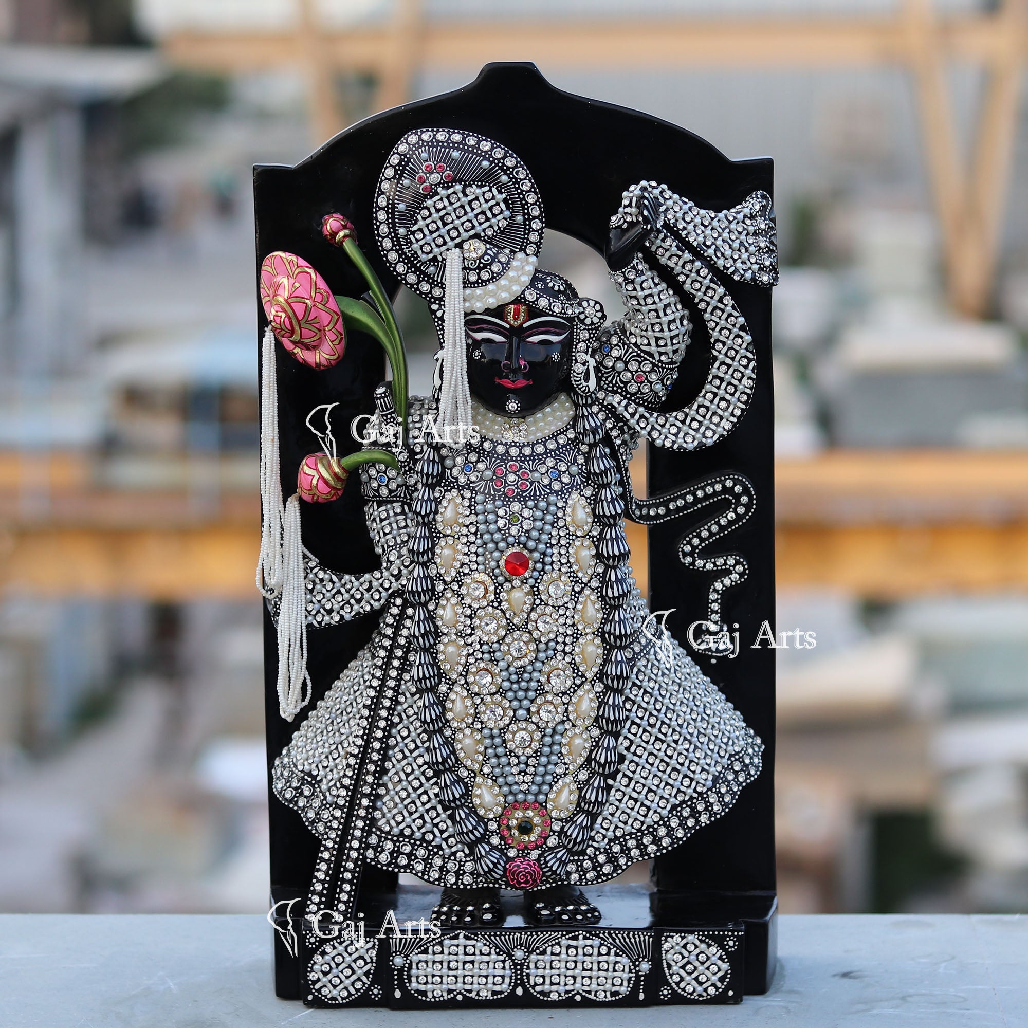 Black Marble Shreenath Ji Statue | 18 Inch