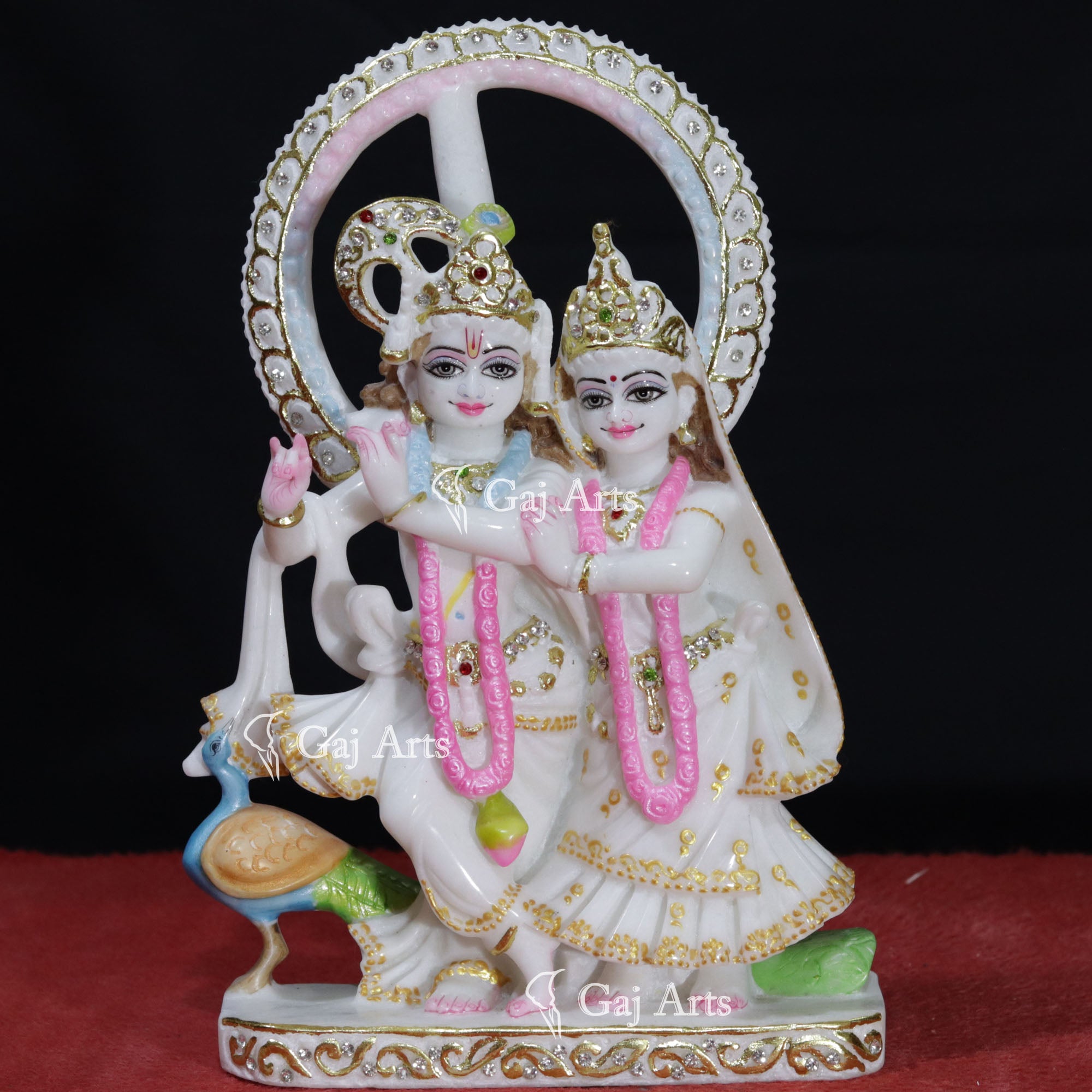 Super White Makrana Marble Radha Krishna Jugal Jodi Idol | 12 Inch