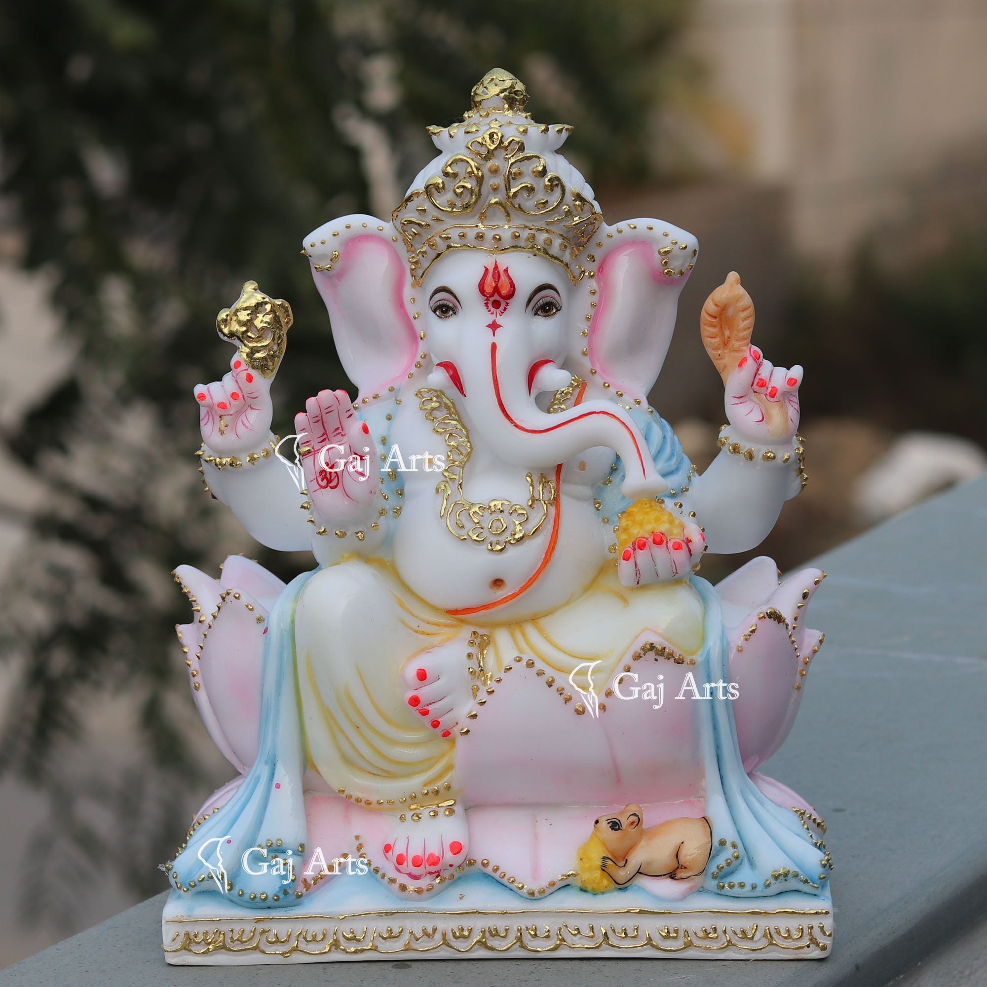 Ganpati Idol on Lotus | 12 Inch