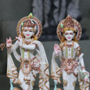 White Marble Radha Krishna Sculpture | 18 Inch
