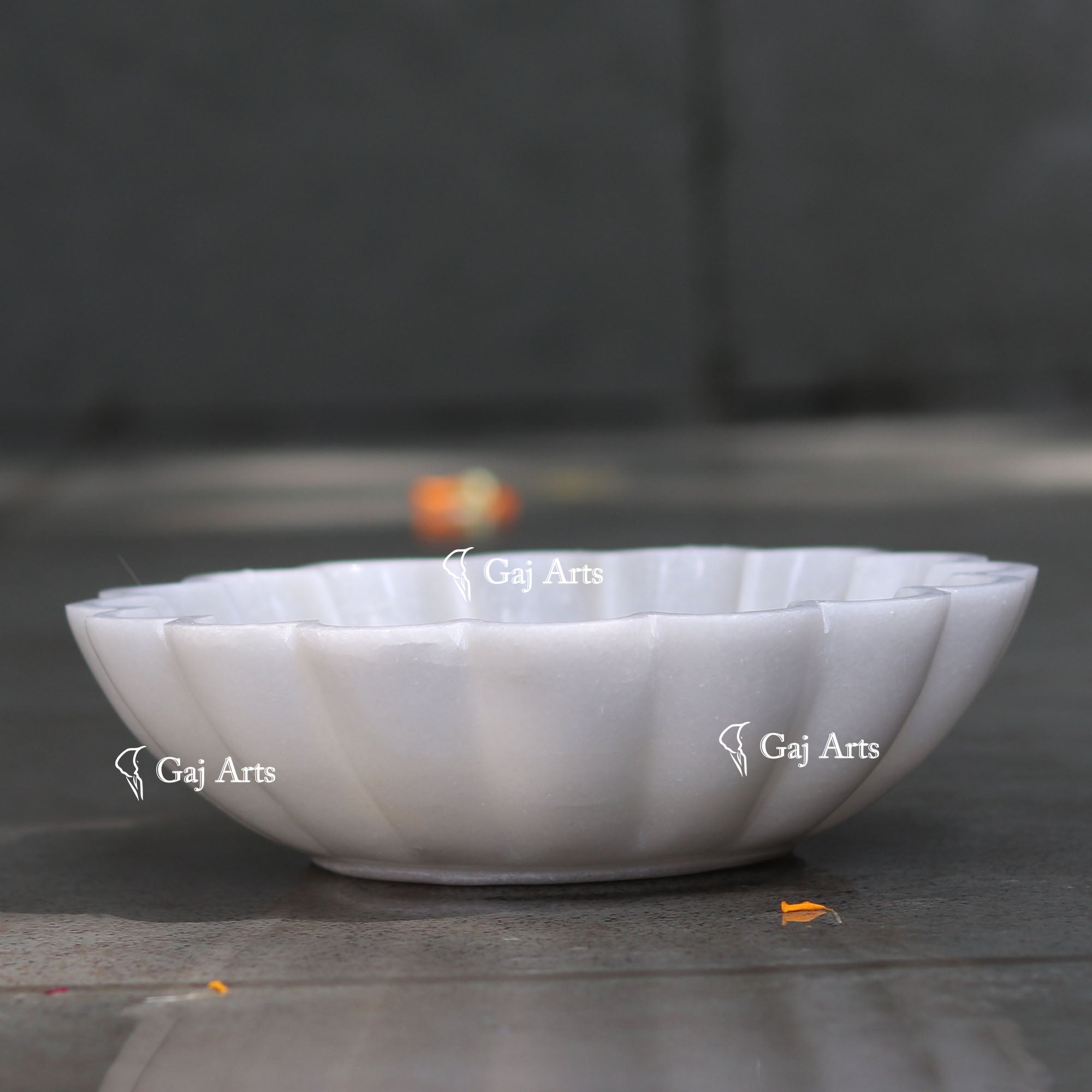 White Marble Heritage Flower Bowl | 9 Inch