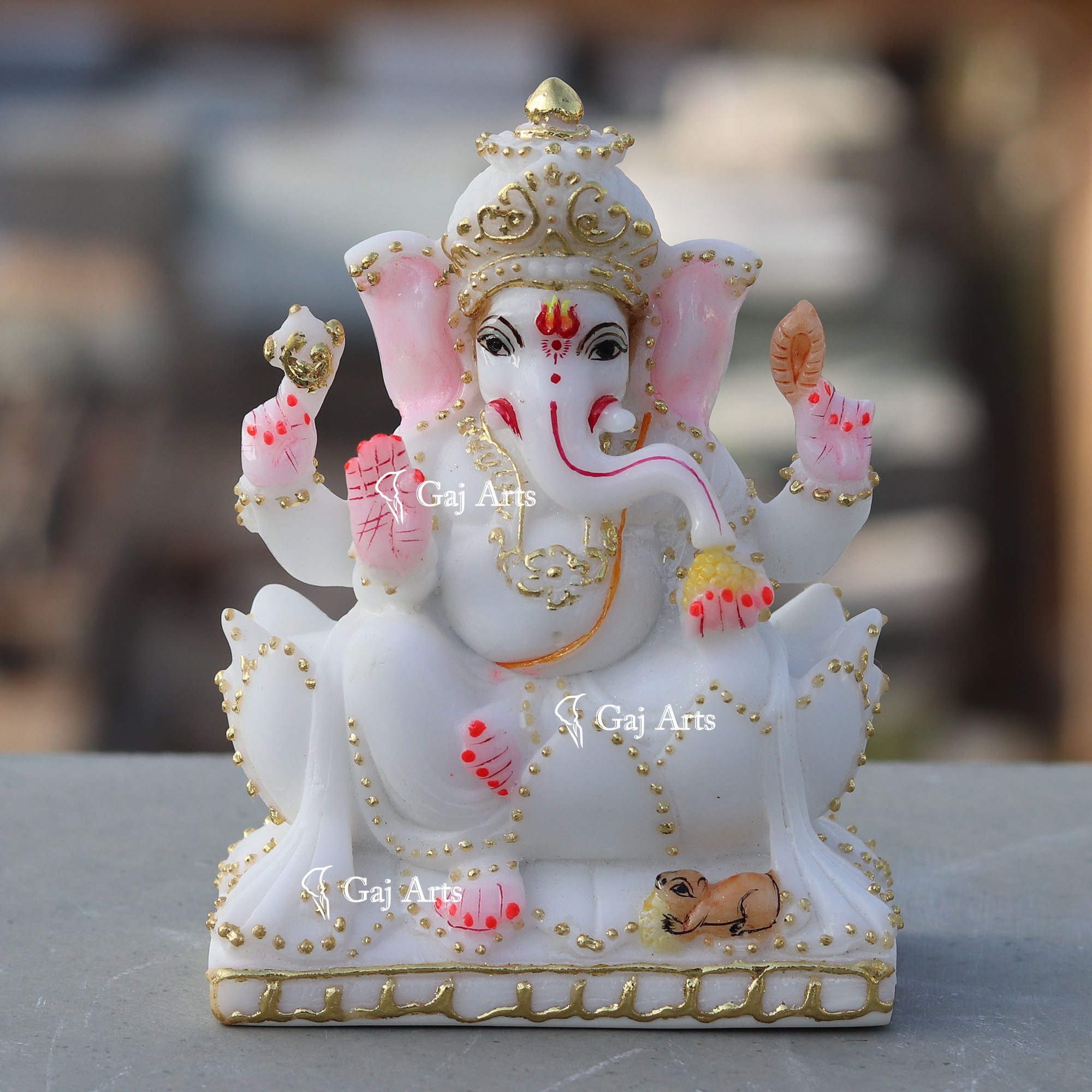 White Marble Ganesh Murti | 5 Inch