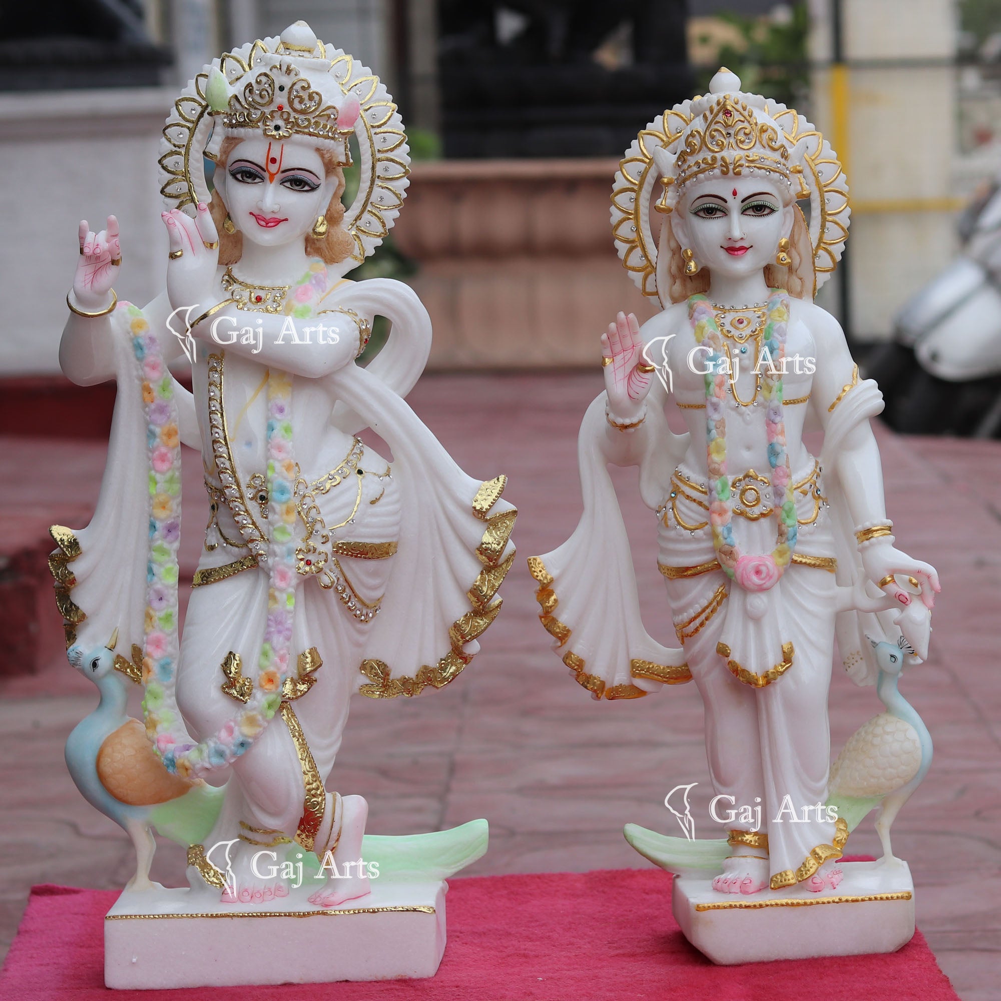 Super White Makrana Marble Radha Krishna Idol | 24 Inch