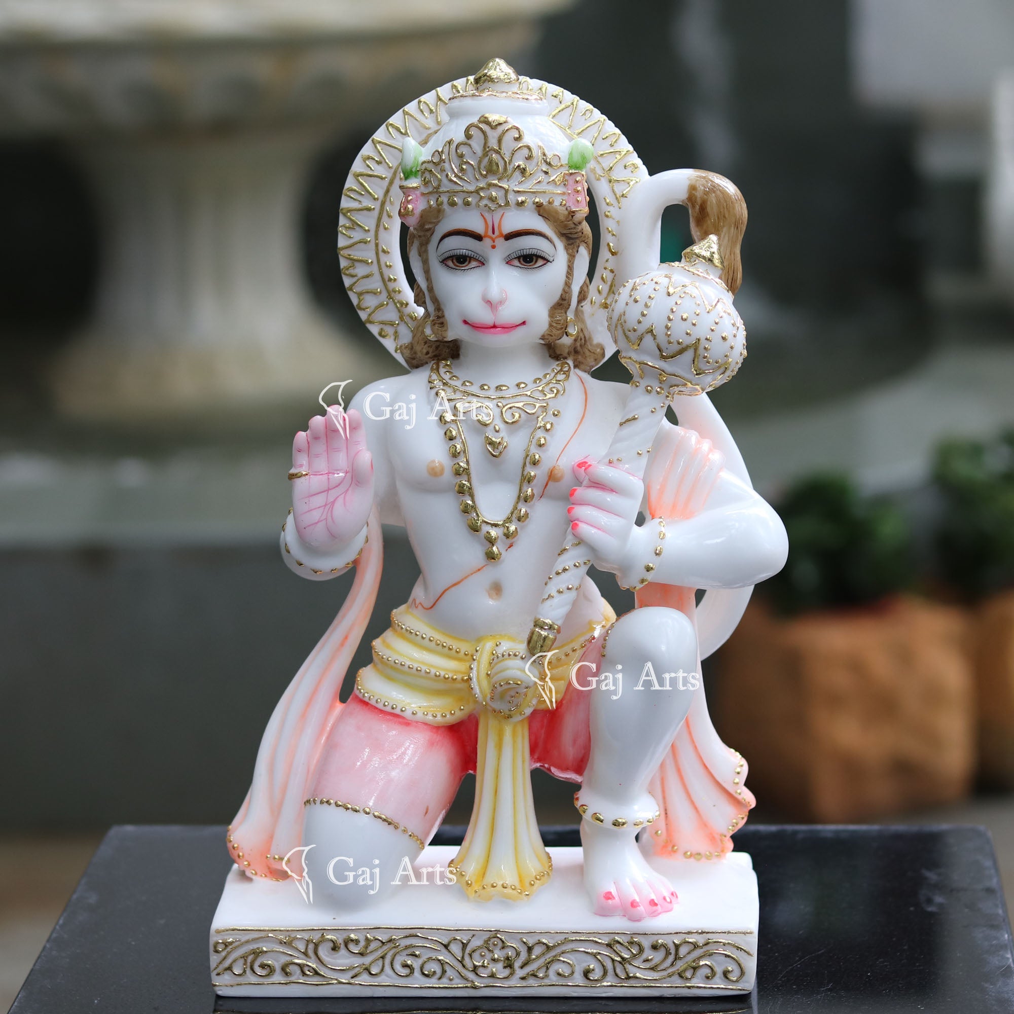 White Ethiopia Marble Hanuman Ji Idol | 15 Inch