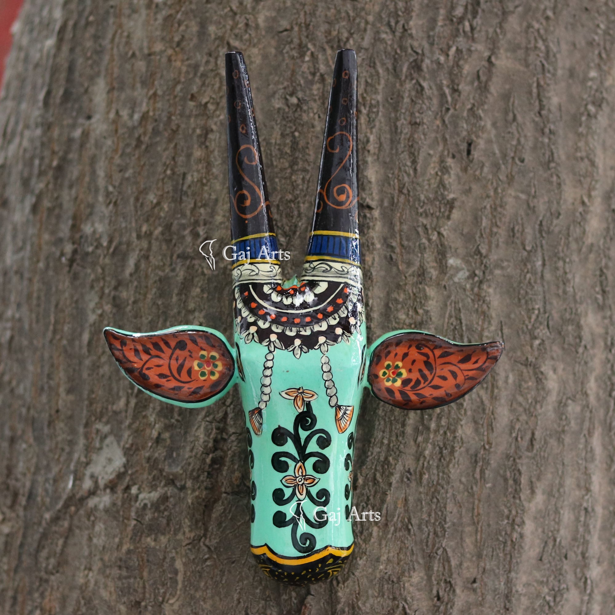 Handcrafted Wooden Nandi Face Wall Decor | 8 Inch