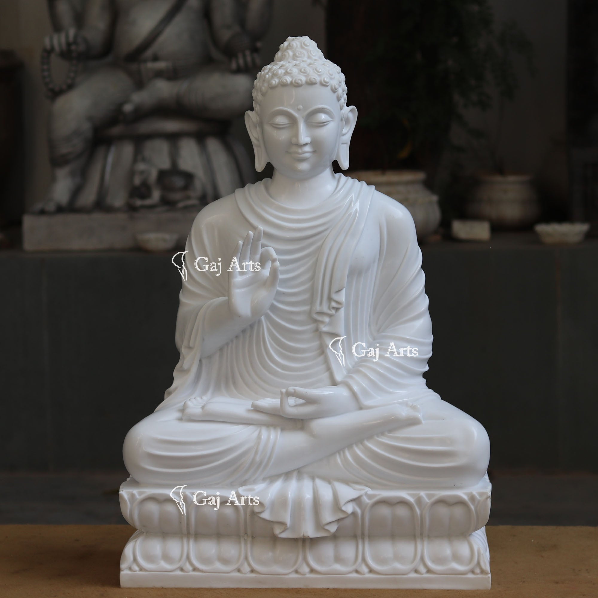 White Marble Buddha Statue | 36 Inch