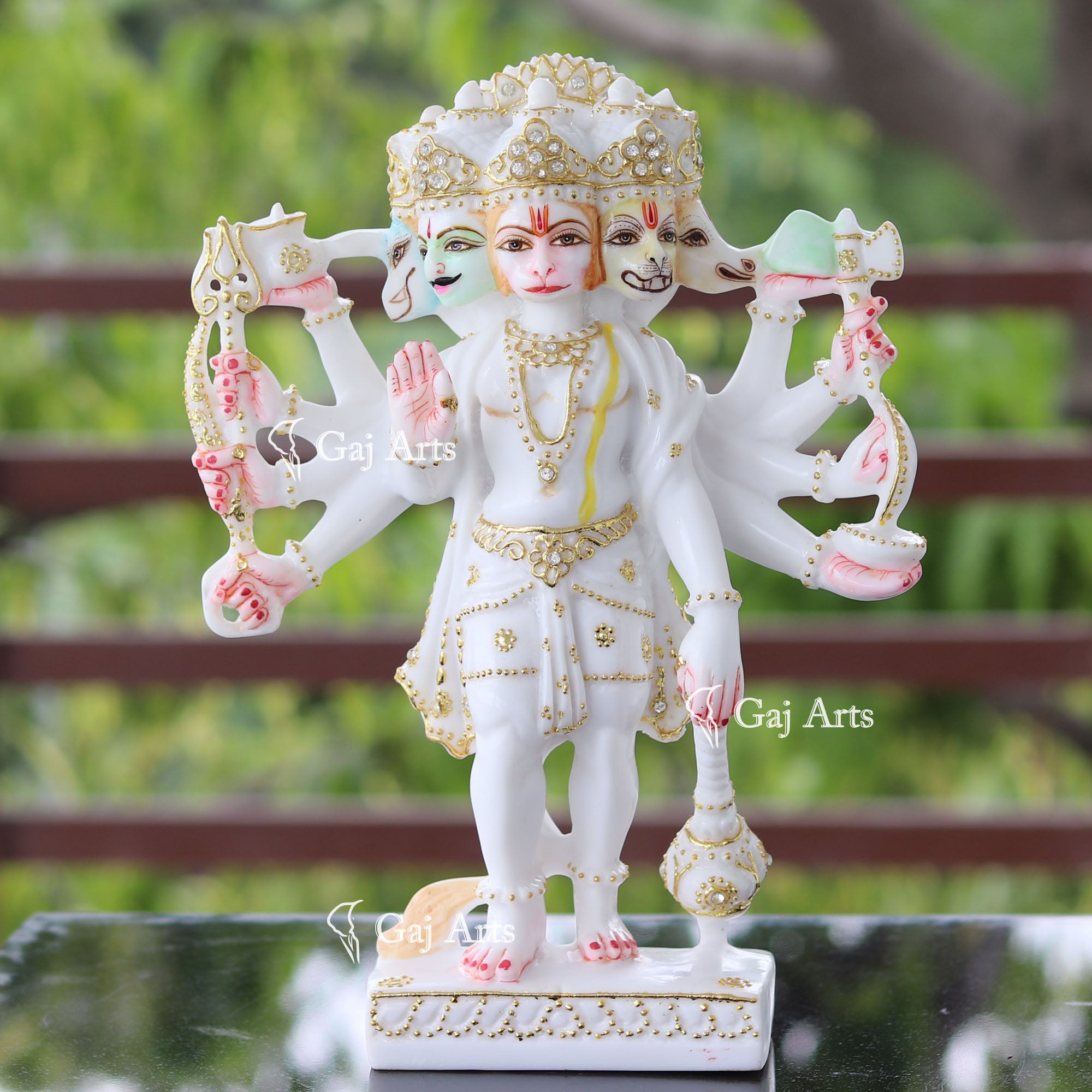White Marble Panchmukhi Hanuman Ji Idol | 12 Inch