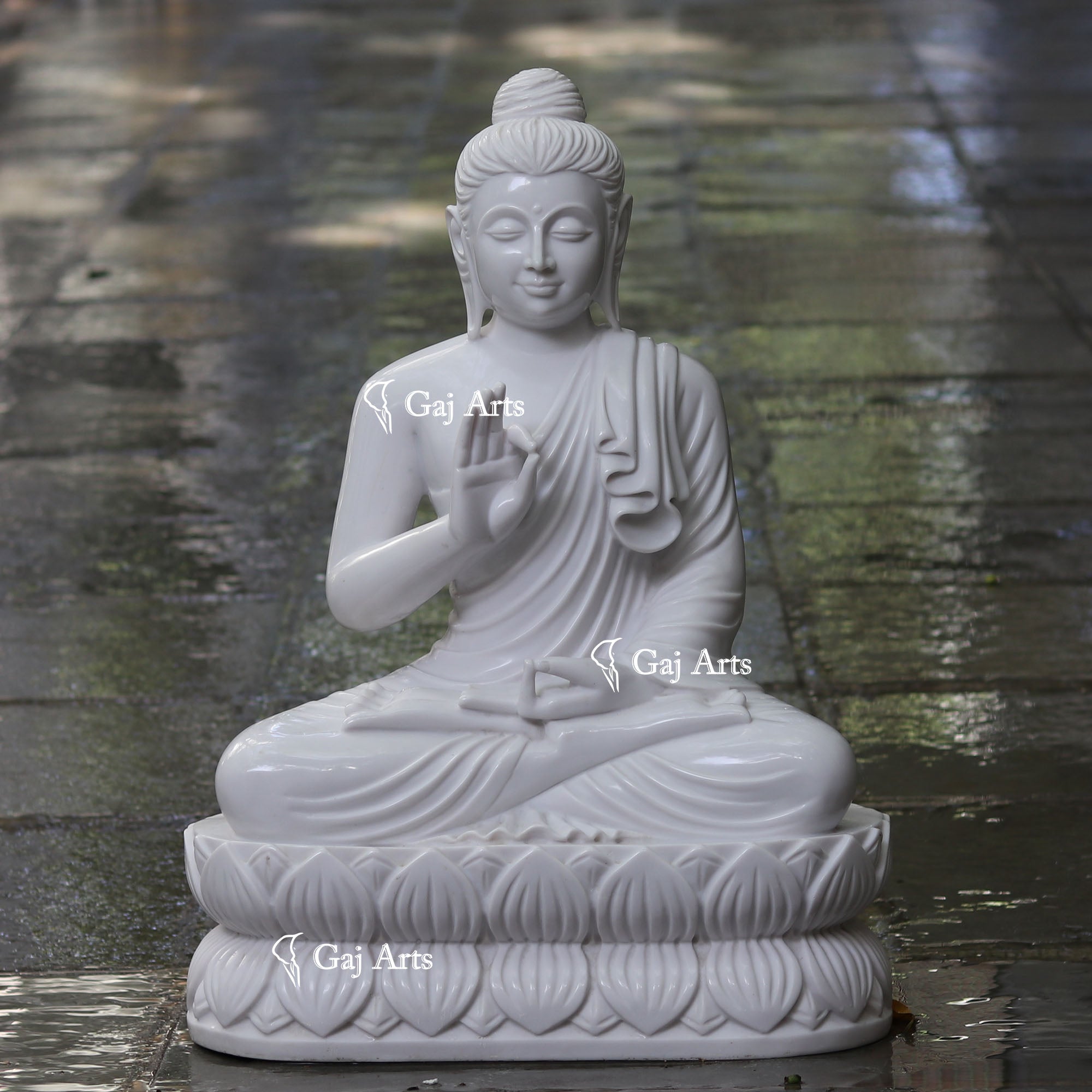 White Marble Buddha Statue | 30 Inch