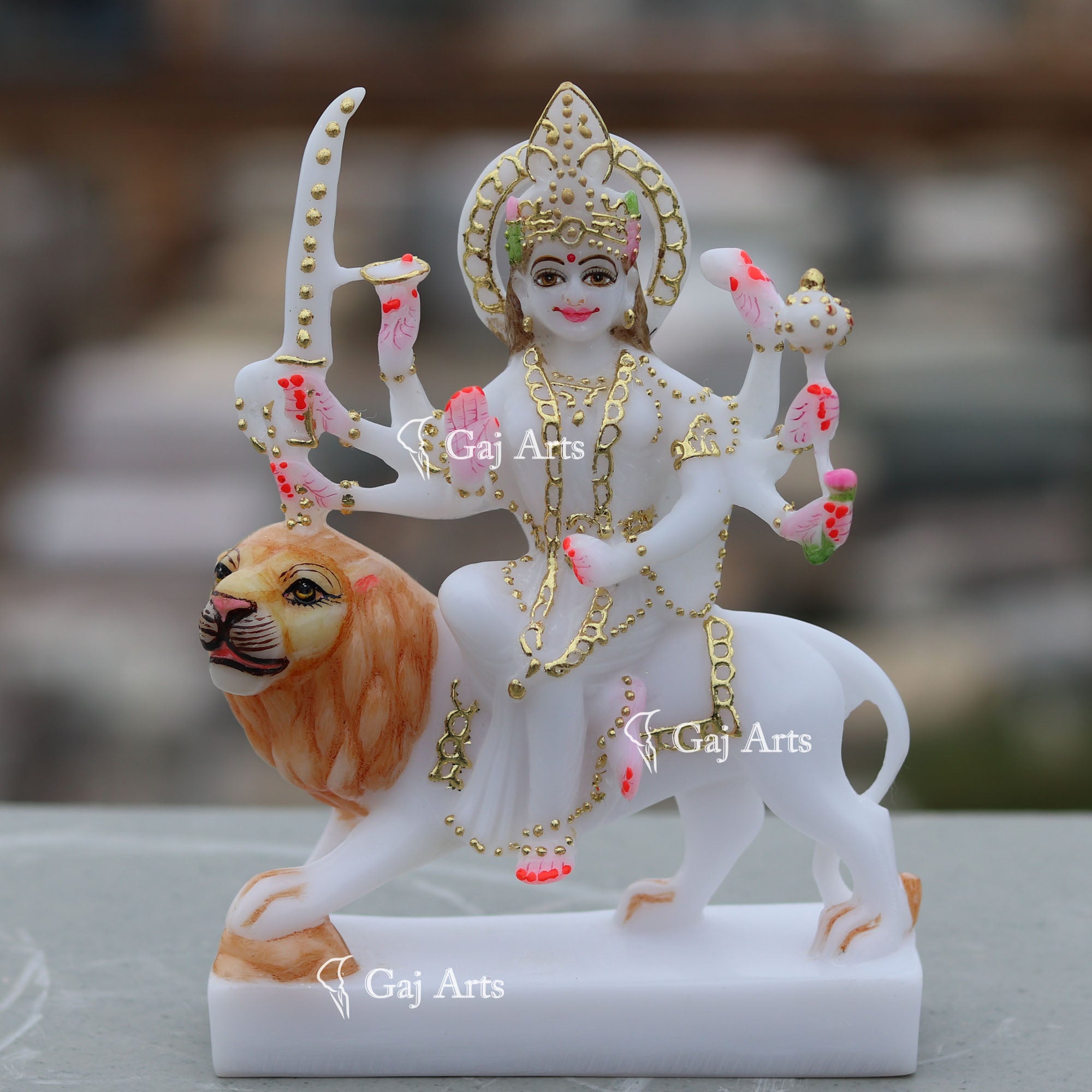 Handcrafted Marble Durga Maa Idol | 7 Inch
