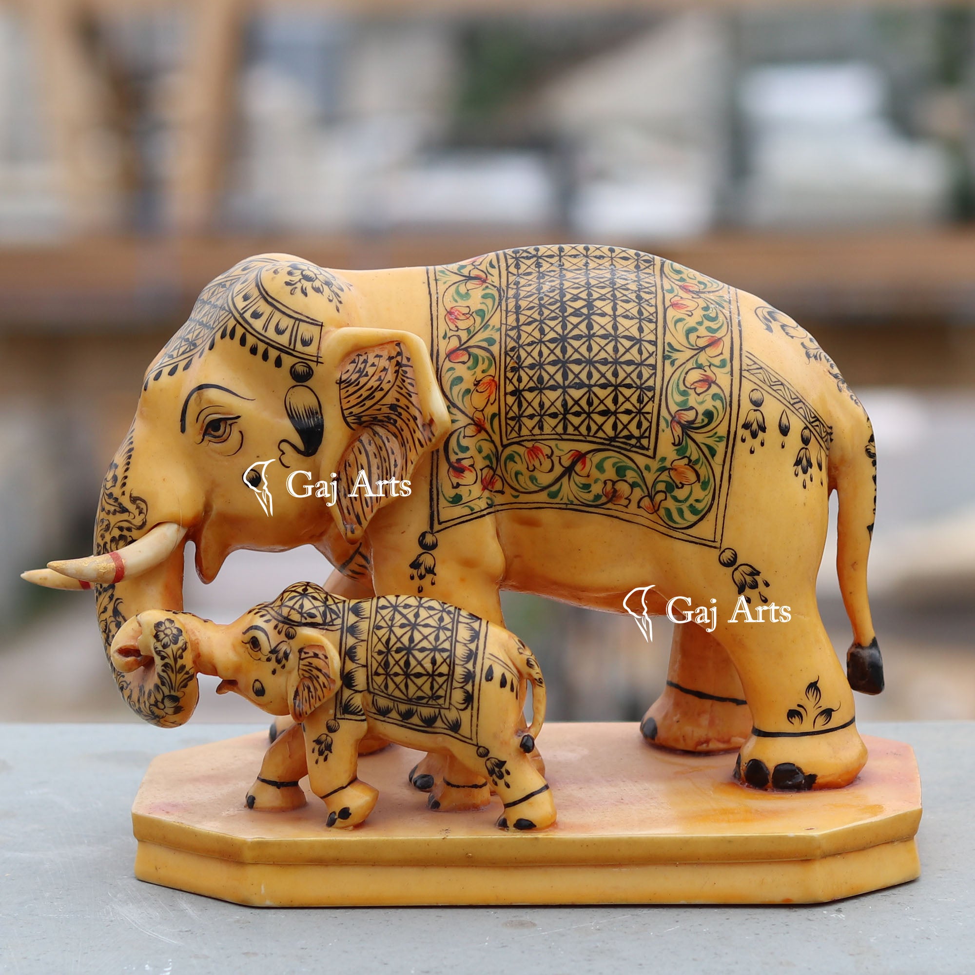 Marble Powder Elephant Statue | 8 Inch