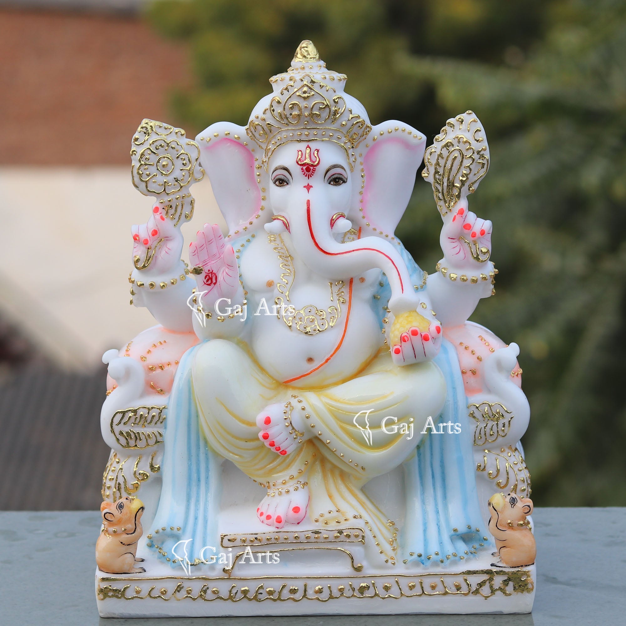 White Marble Ganesh Statue | 12 Inch