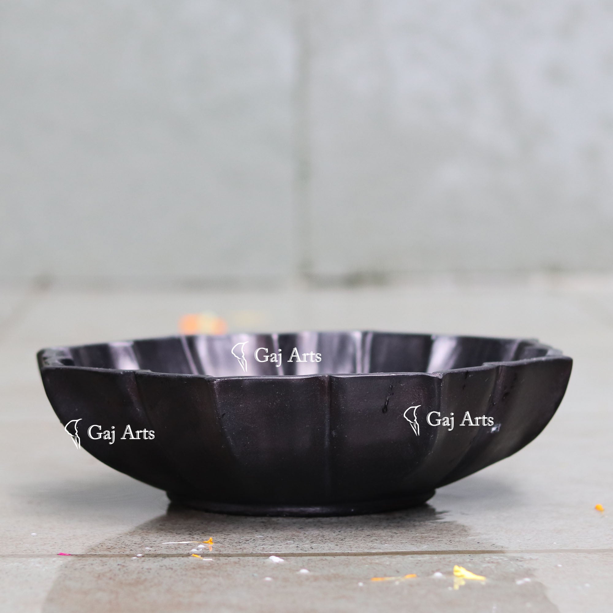 Black Marble Flower Bowl | 12 Inch