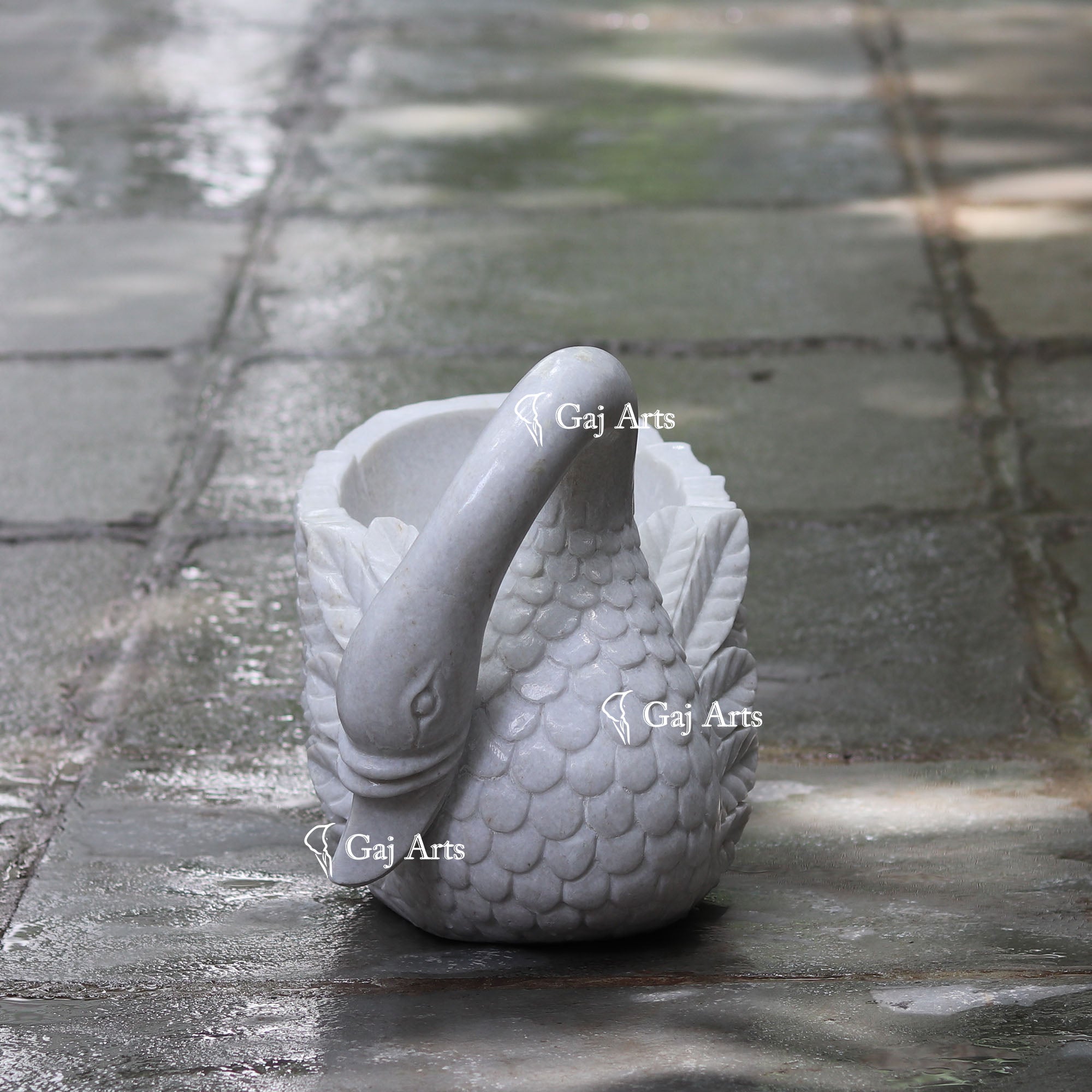 White Marble Decorative Planter | 18 Inch