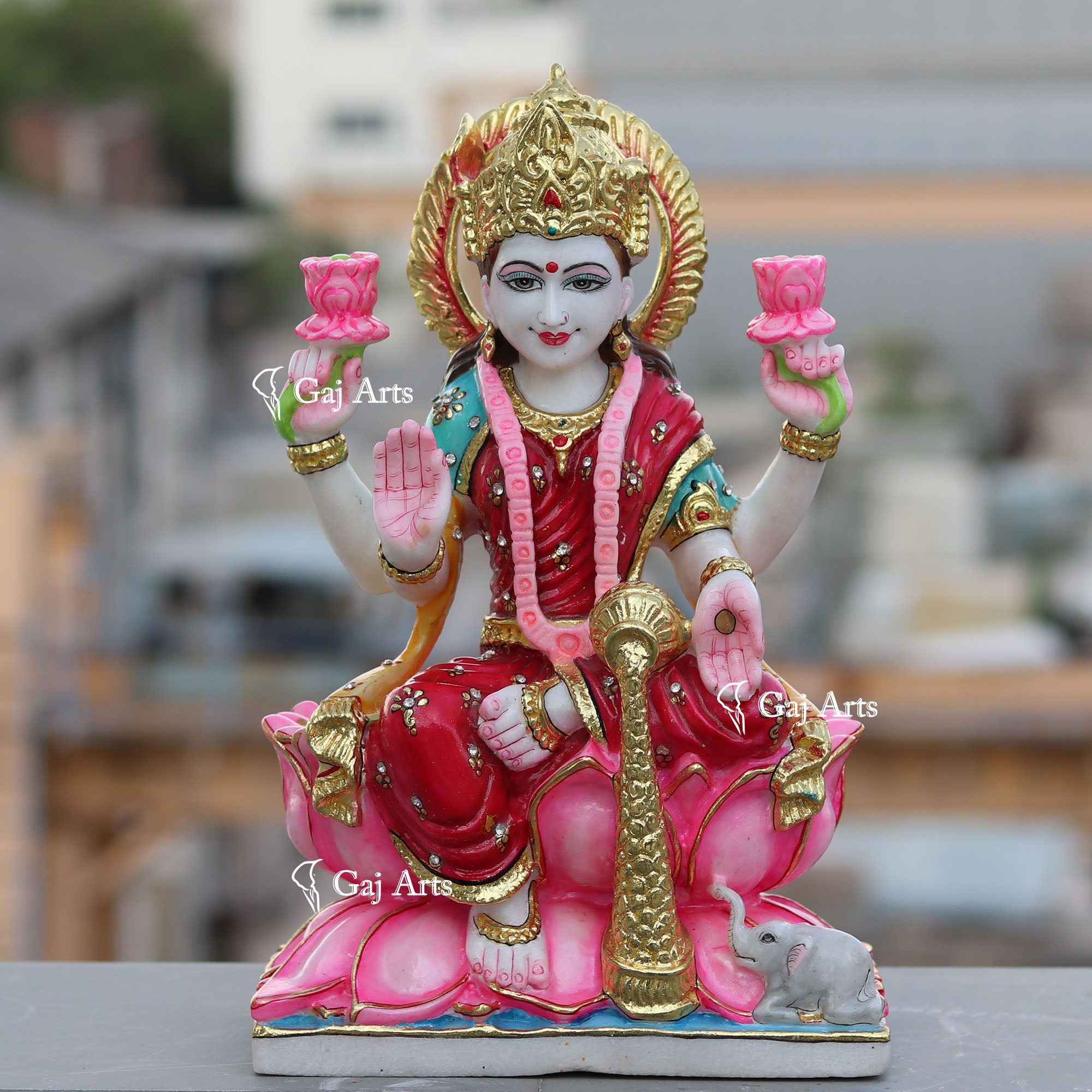 White Marble Lakshmi Maa Statue | 15 Inch
