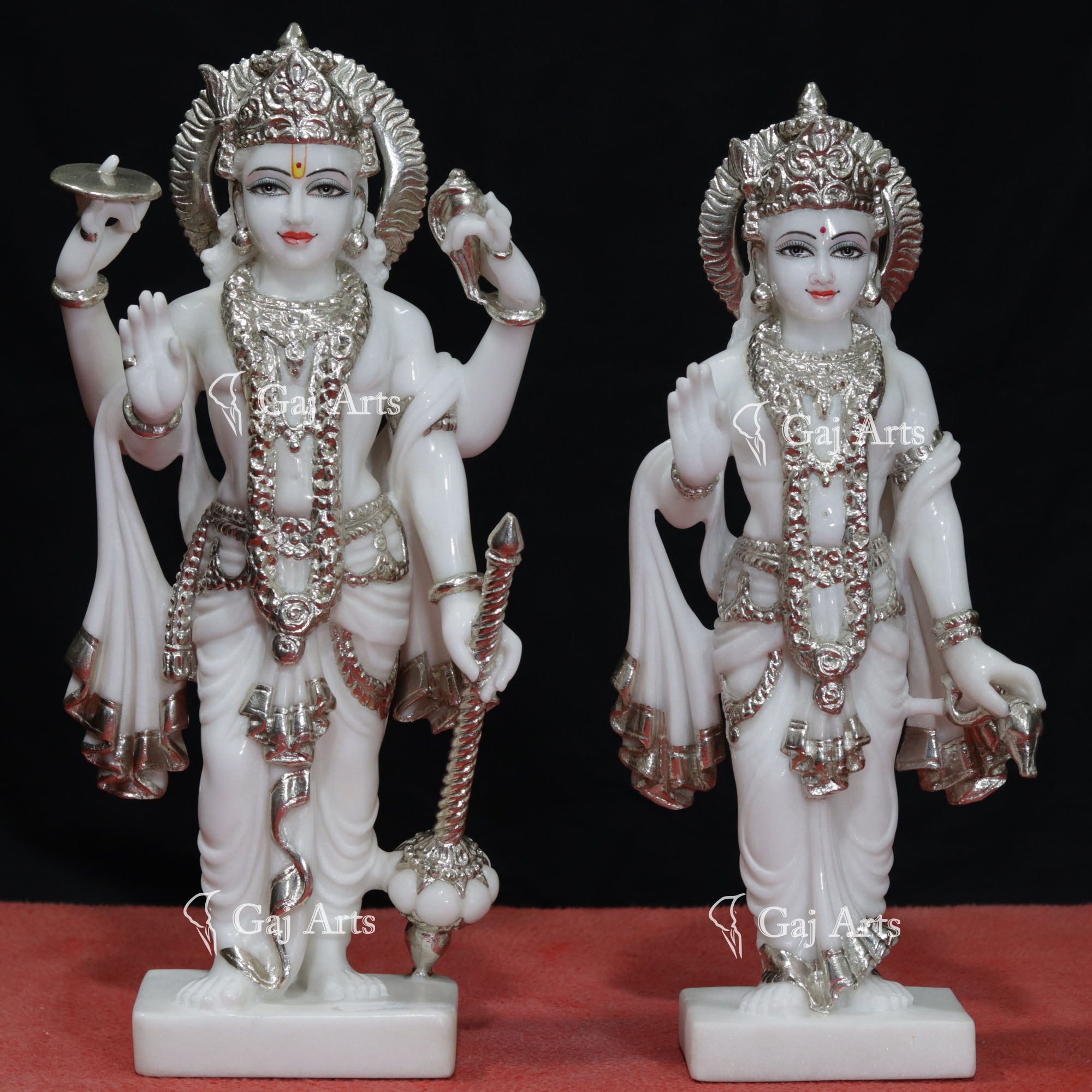 White Makrana Marble Lakshmi Narayan Idol | 18 Inch