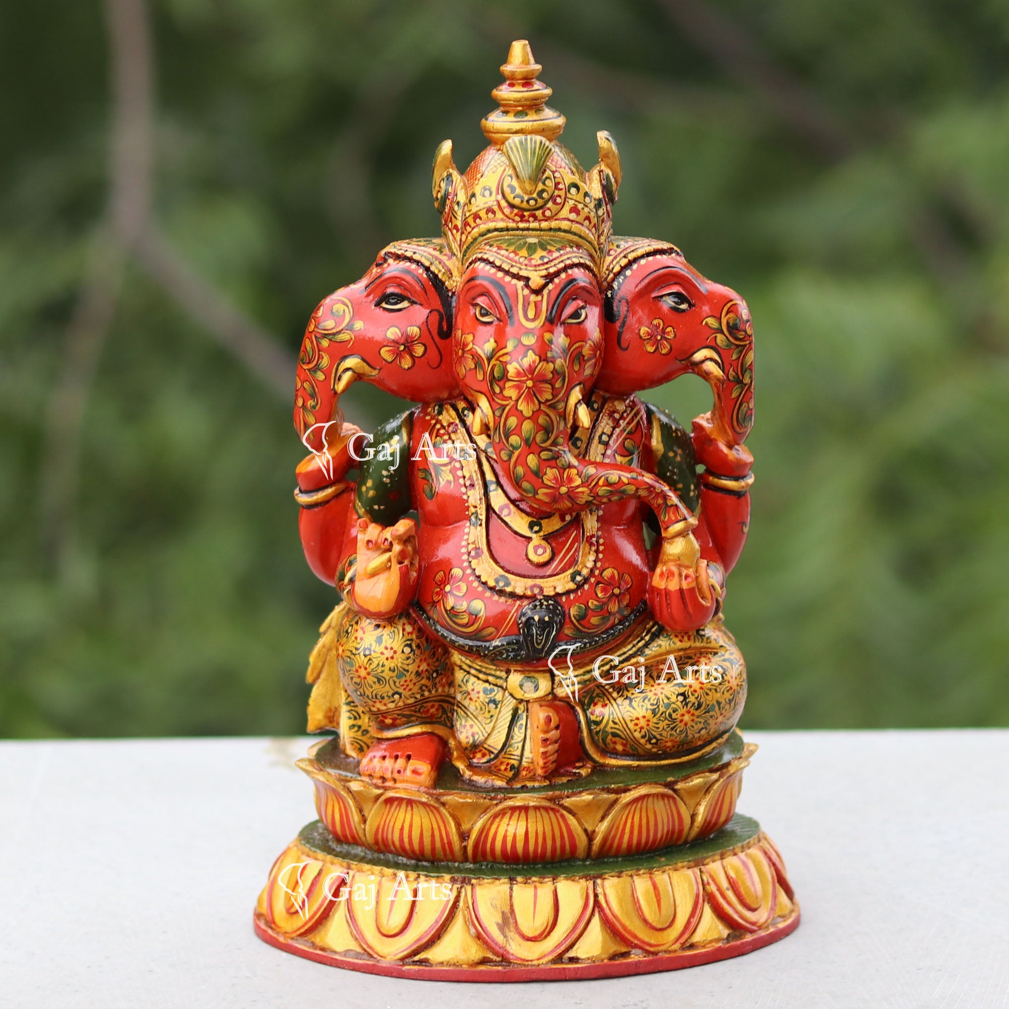 Handcrafted Wooden Ganesh Murti | 9 Inch