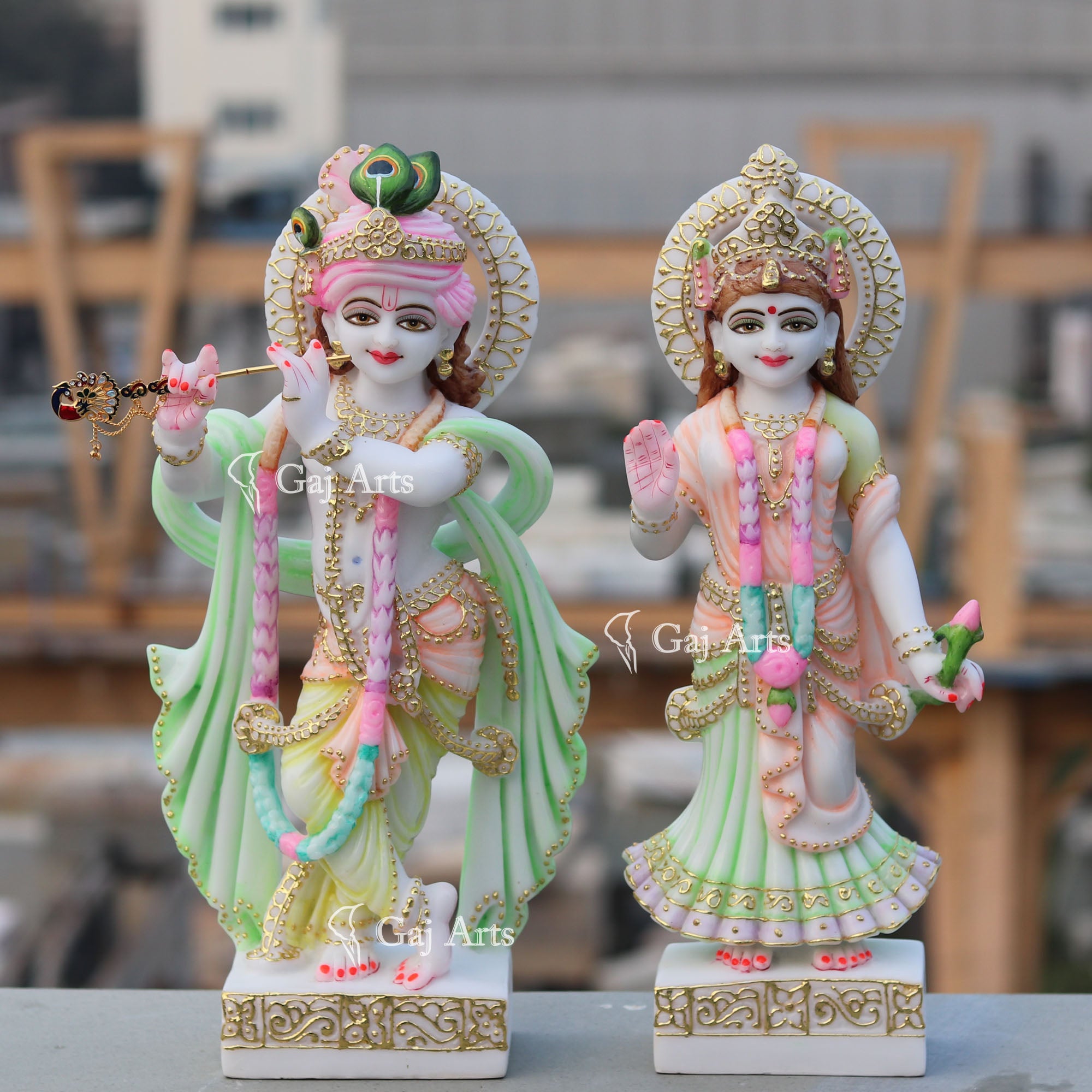 White Marble Ethiopia Radha Krishna Idol | 18 Inch