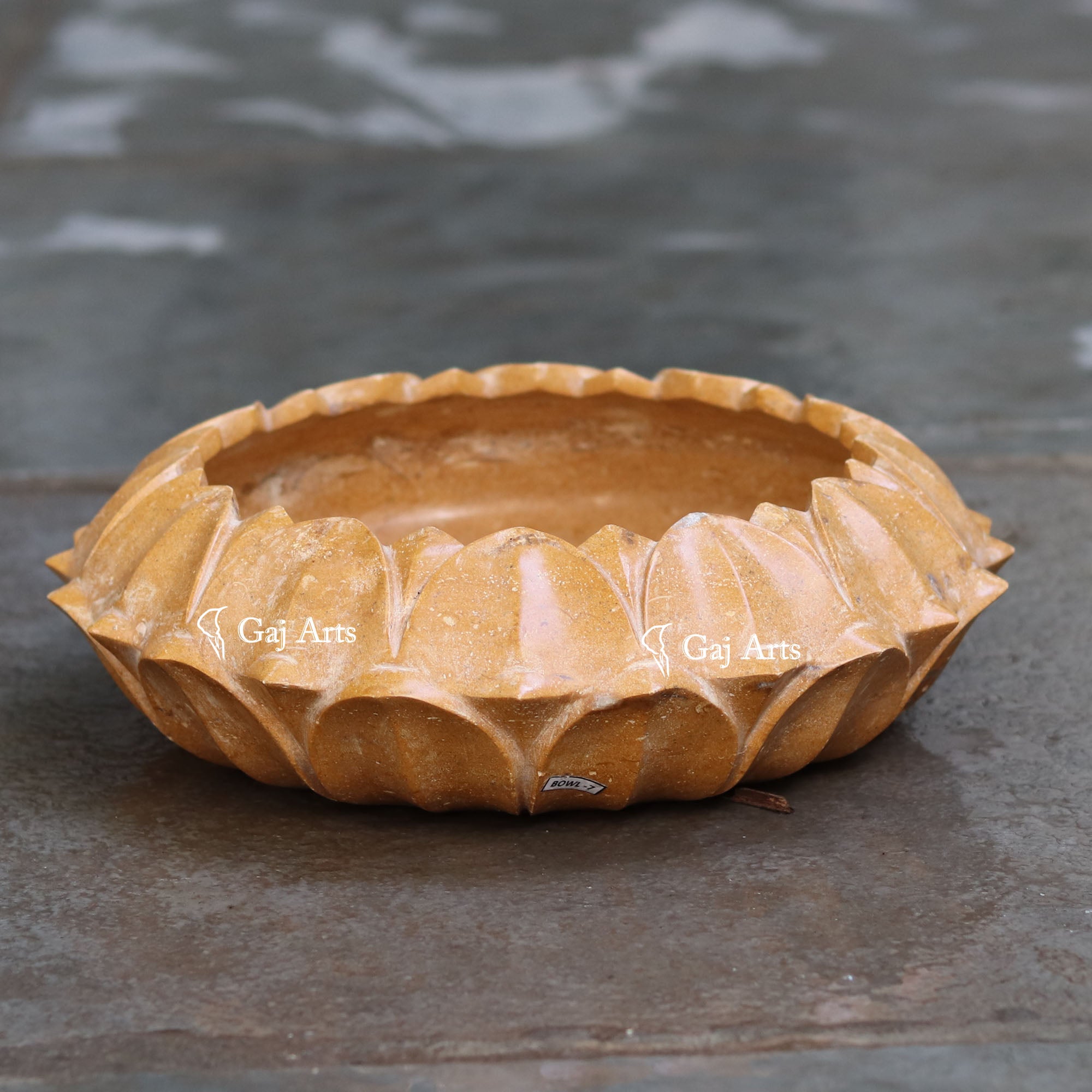 Yellow Sandstone Flower Bowl | 12 Inch