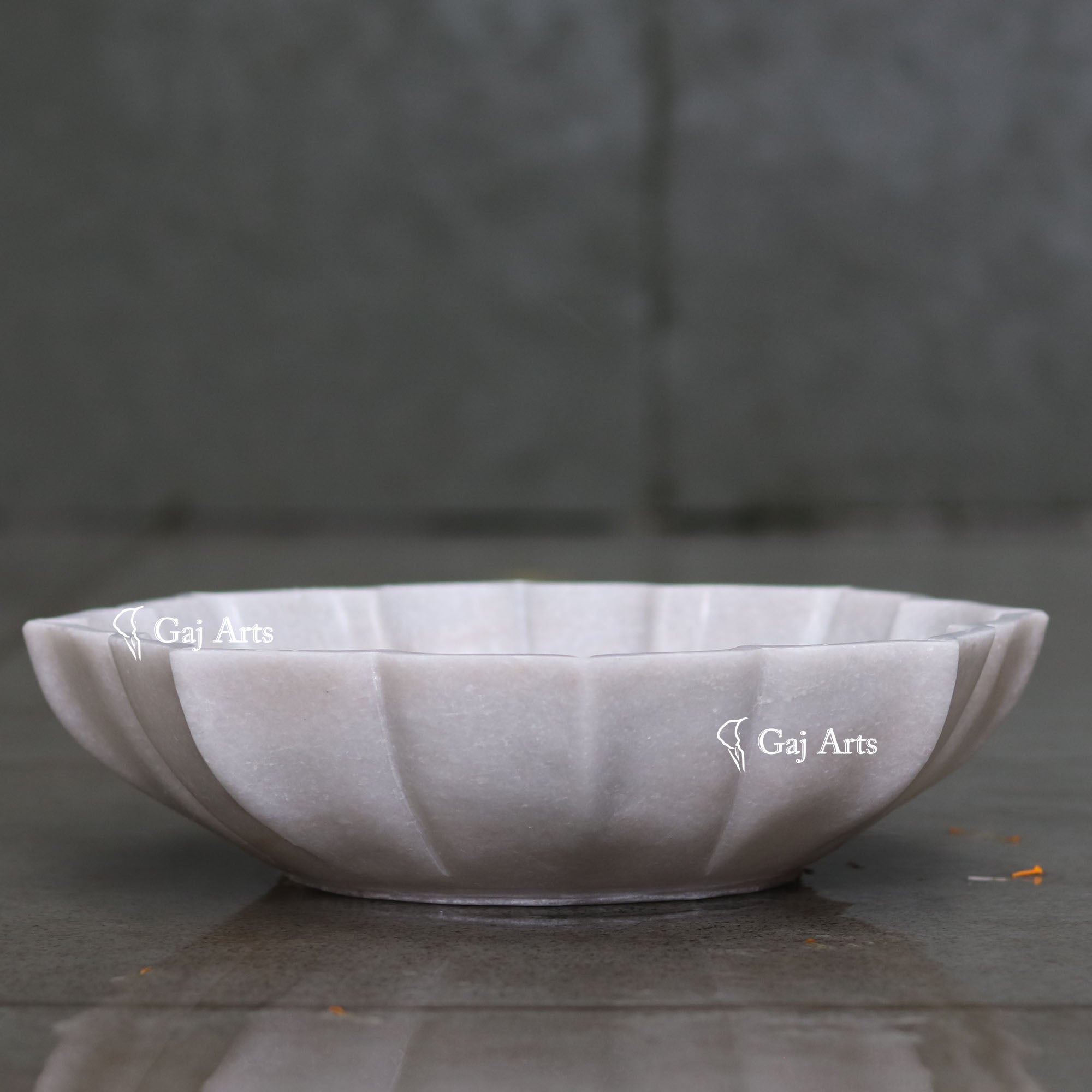 Luxury White Marble Flower Bowl | 12 Inch