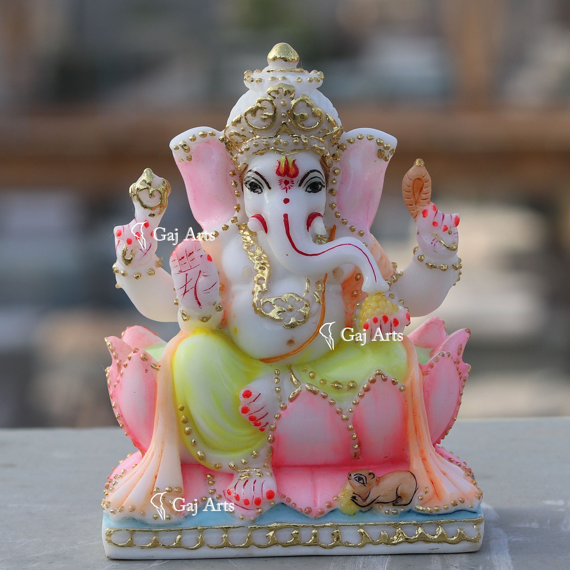 White Marble  Ethiopia Ganesh Murti | 5 Inch