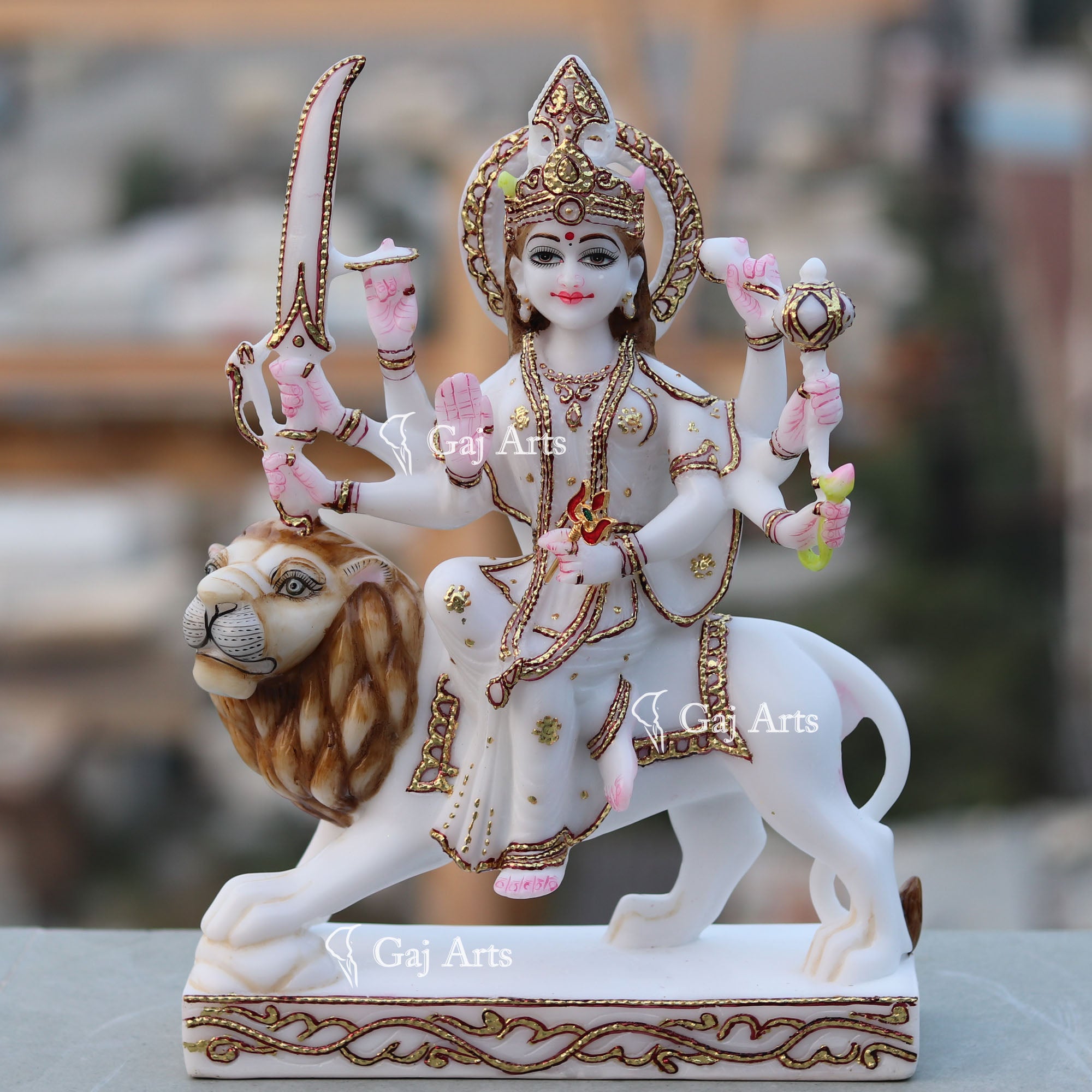 White Marble Durga Maa Idol | 12 Inch