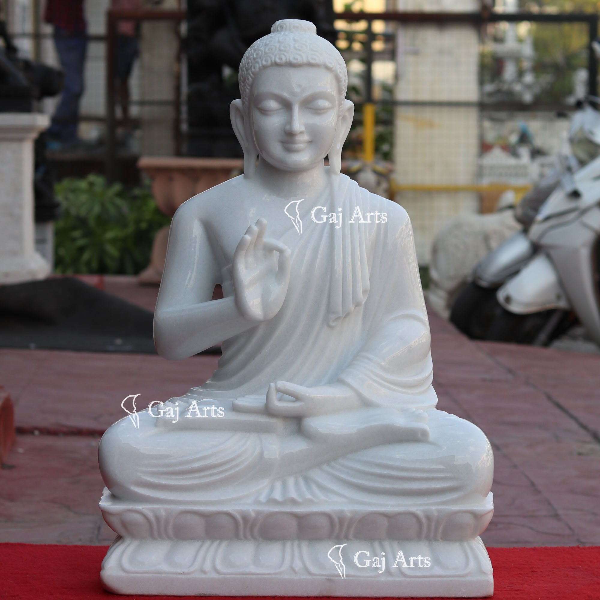 White Marble Buddha Statue | 30 Inch