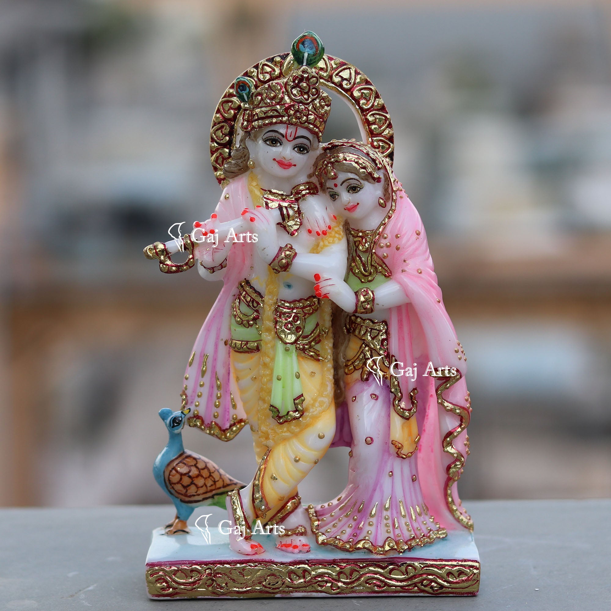 White Marble Radha Krishna Murti | 7 Inch
