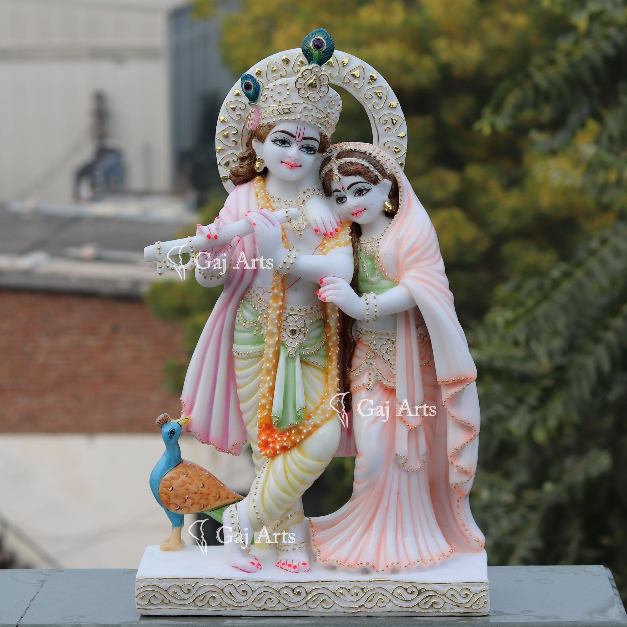 White Marble Ethiopia Radha Krishna Jodi Statue | 24 Inch
