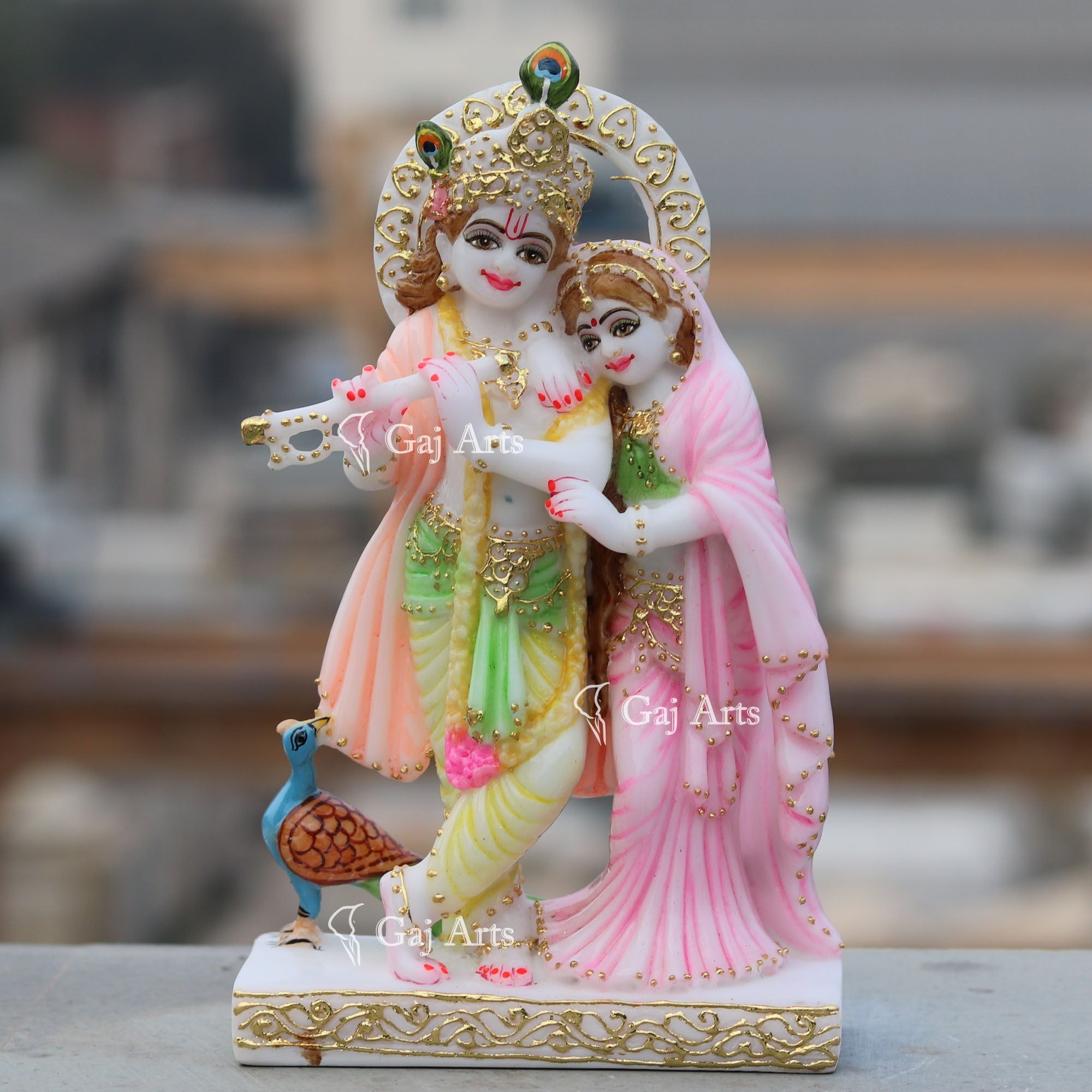 White Marble Ethiopia Radha Krishna Jodi | 9 Inch