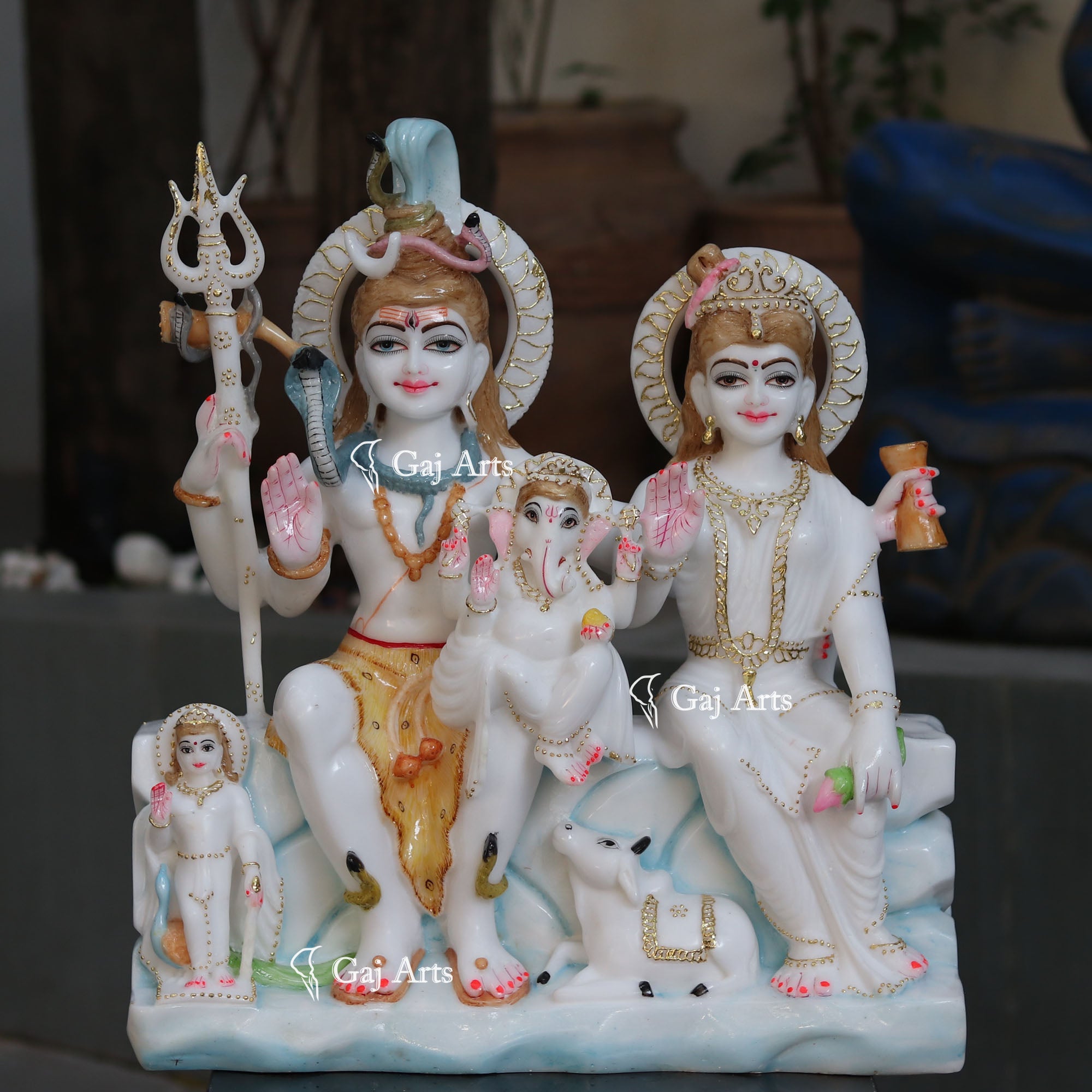 White Marble Shiv Parivar Idol 24 Inch