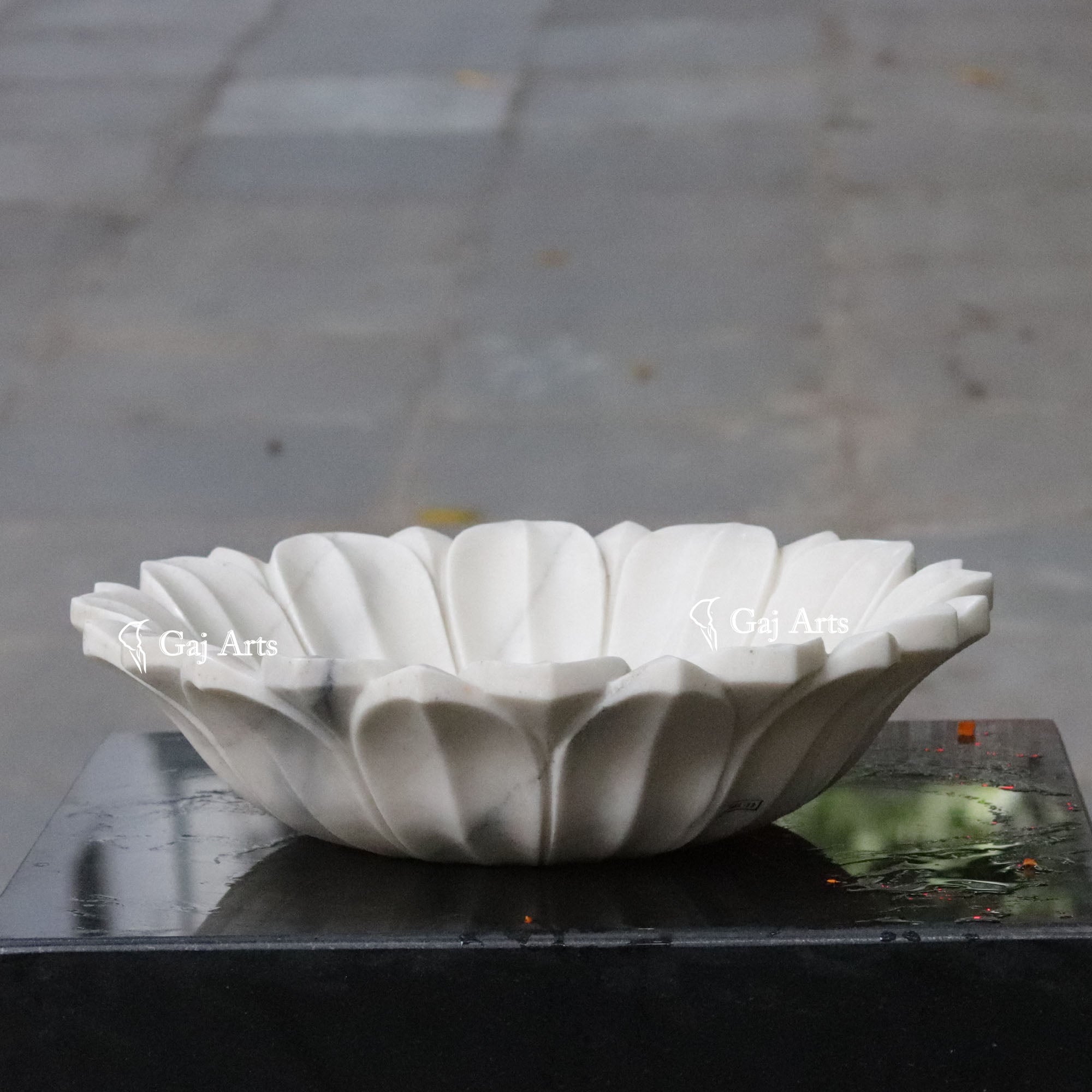 White Marble Royal Floral Bowl | 15 Inch