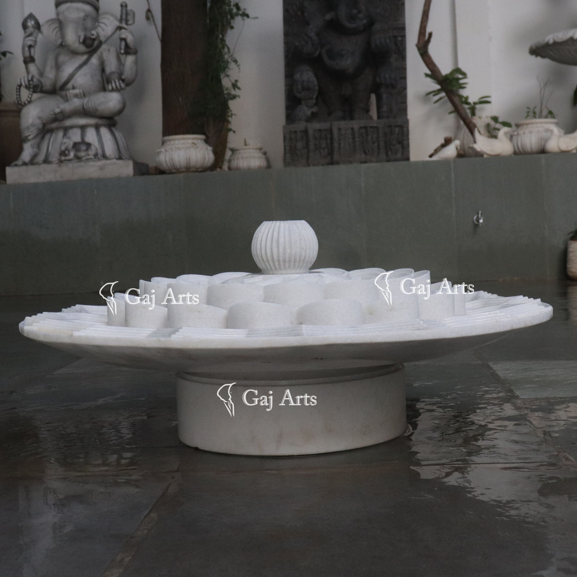 White Marble Tiered Floral Fountain | 36 Inch