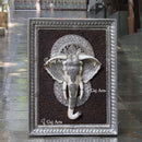 White Antique Finish  Elephant Face Wall Panel Silver Art | 48 Inch