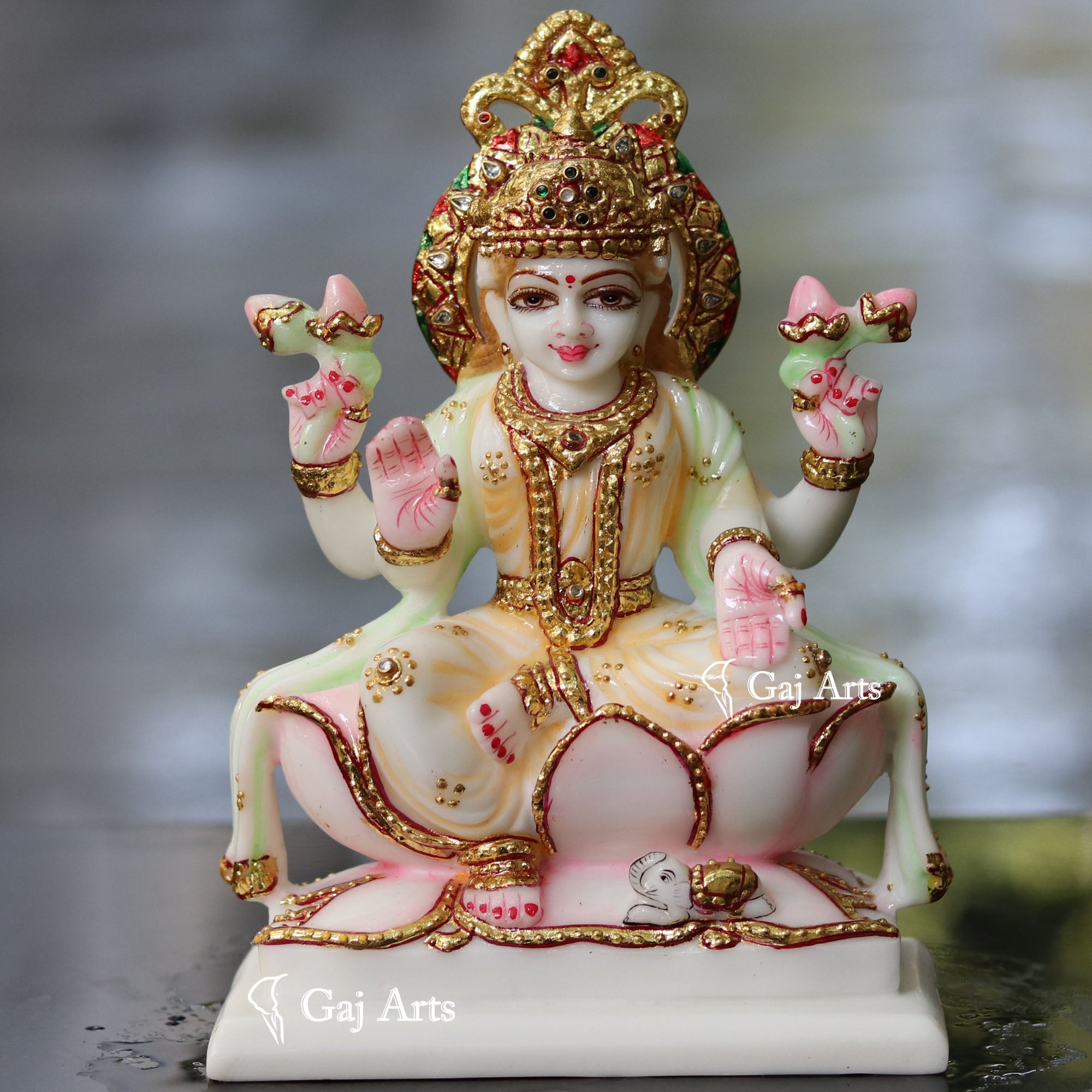 White Marble Lakshmi Mata Statue | 8 Inch