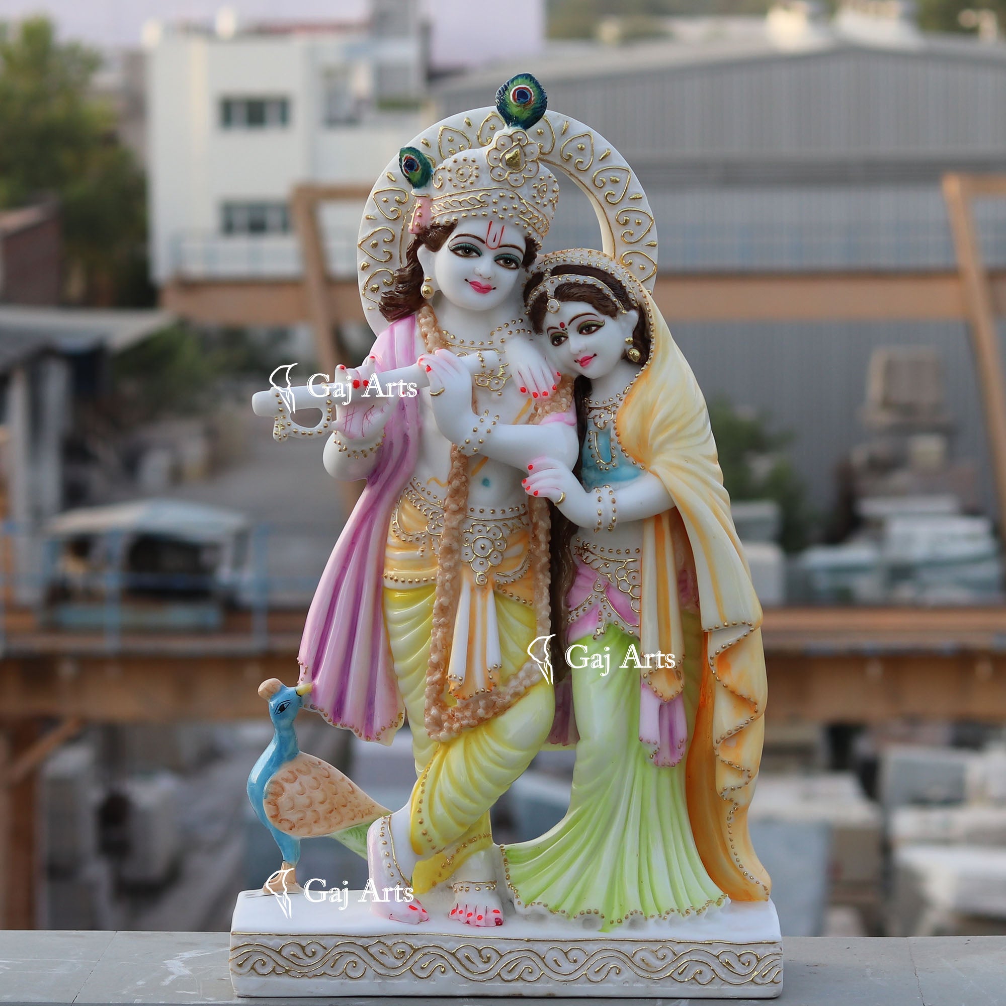 White Marble Ethiopia Radha Krishna Idol | 24 Inch